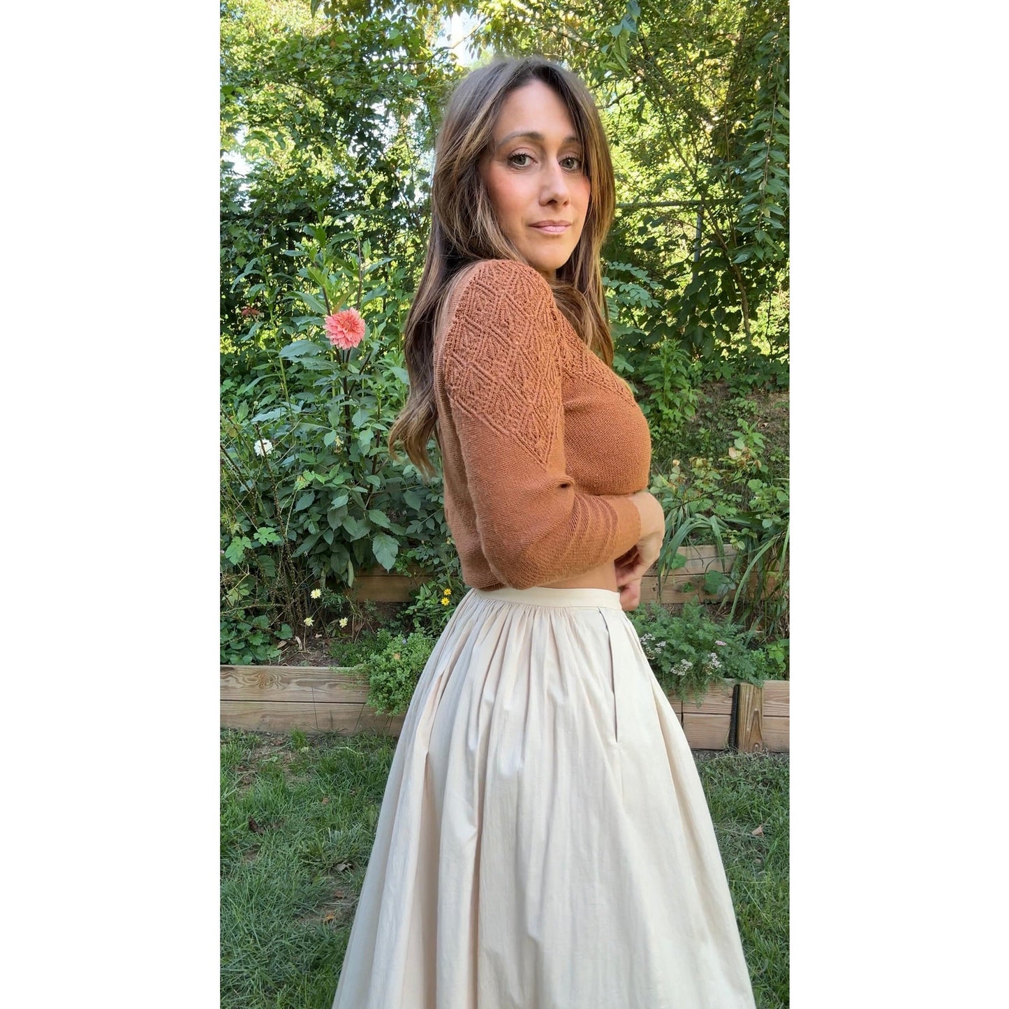 Ivory Textured Pleated Full Maxi Skirt