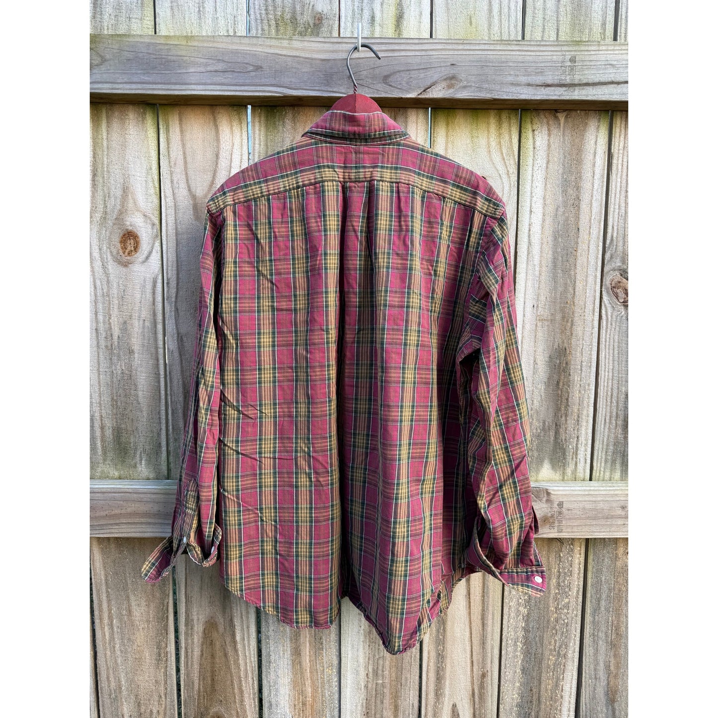 Ralph Lauren Plaid Button Down Shirt / Classic Fit / Red Green Tartan / Vintage Prep