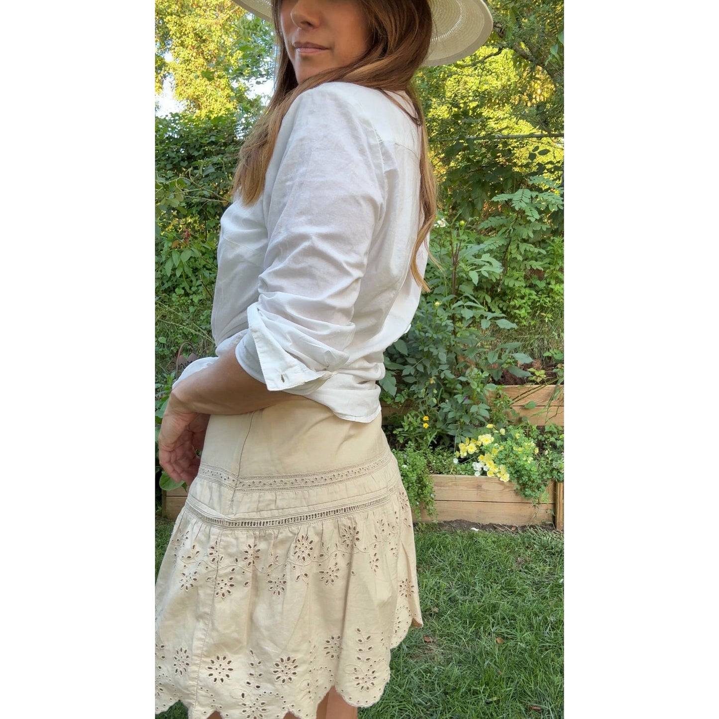 90s Pintuck Embroidered Cotton Blouse