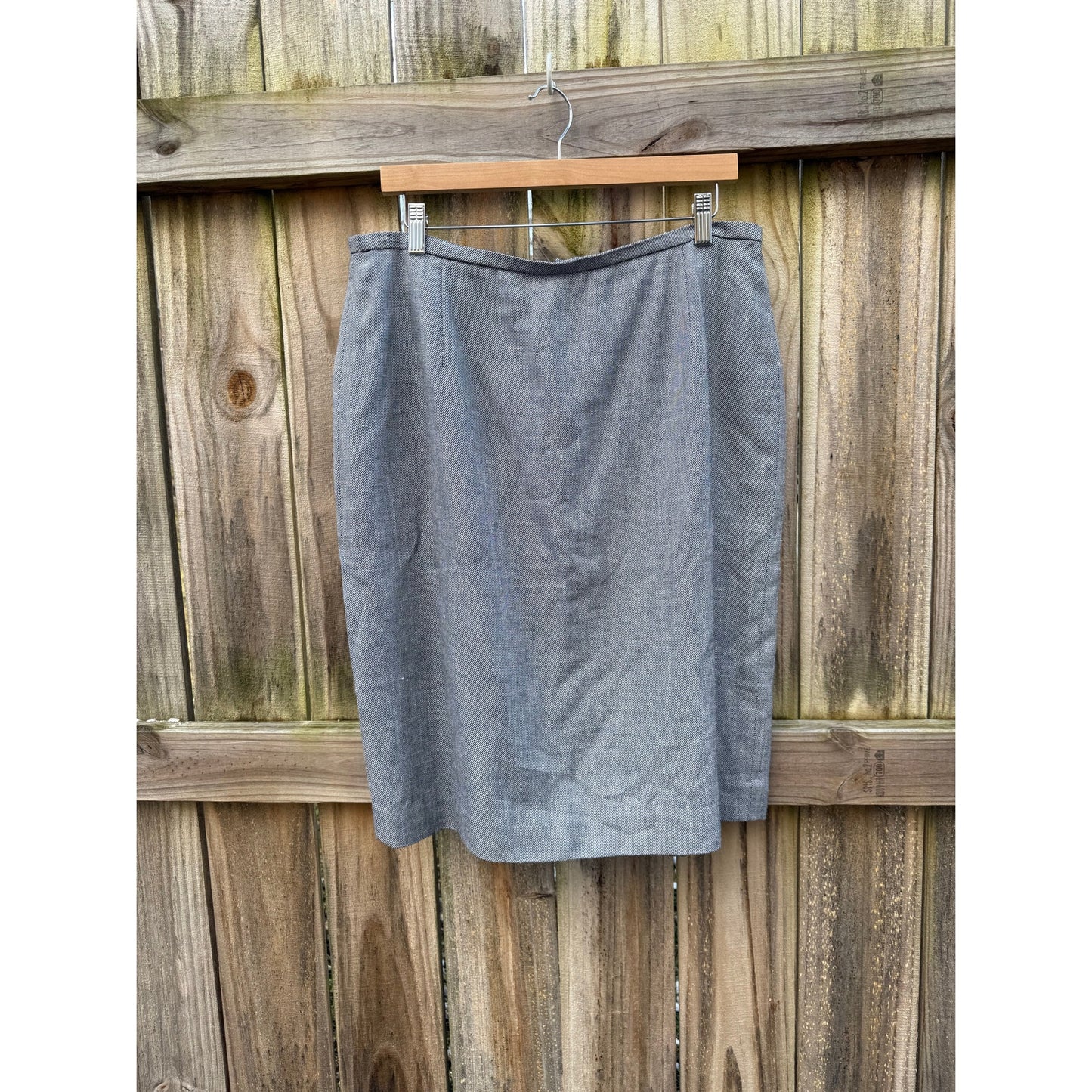 Vintage Pendleton Classic Gray Micro-Herringbone Tailored Midi Skirt
