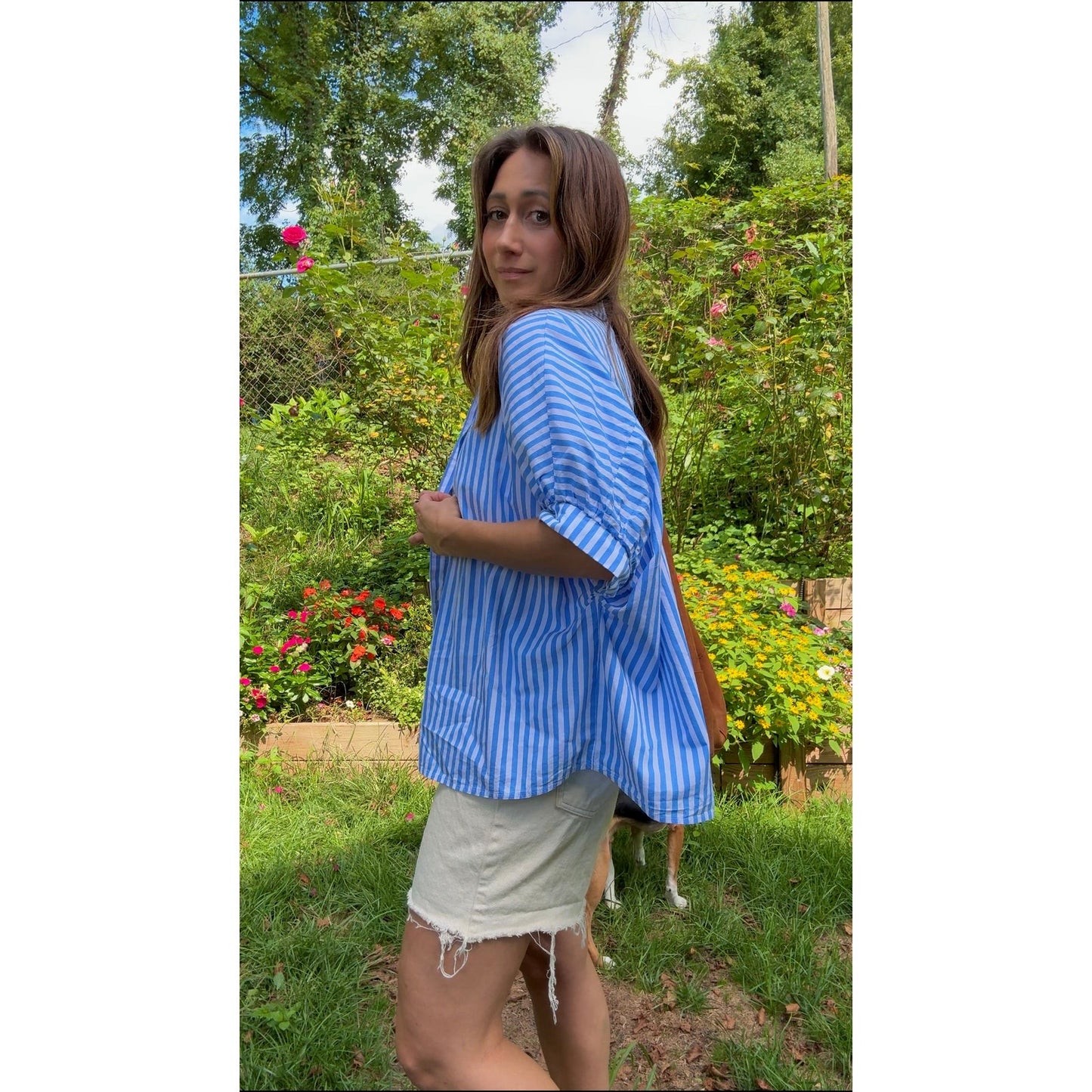 Vintage Blue + White Striped Button Down