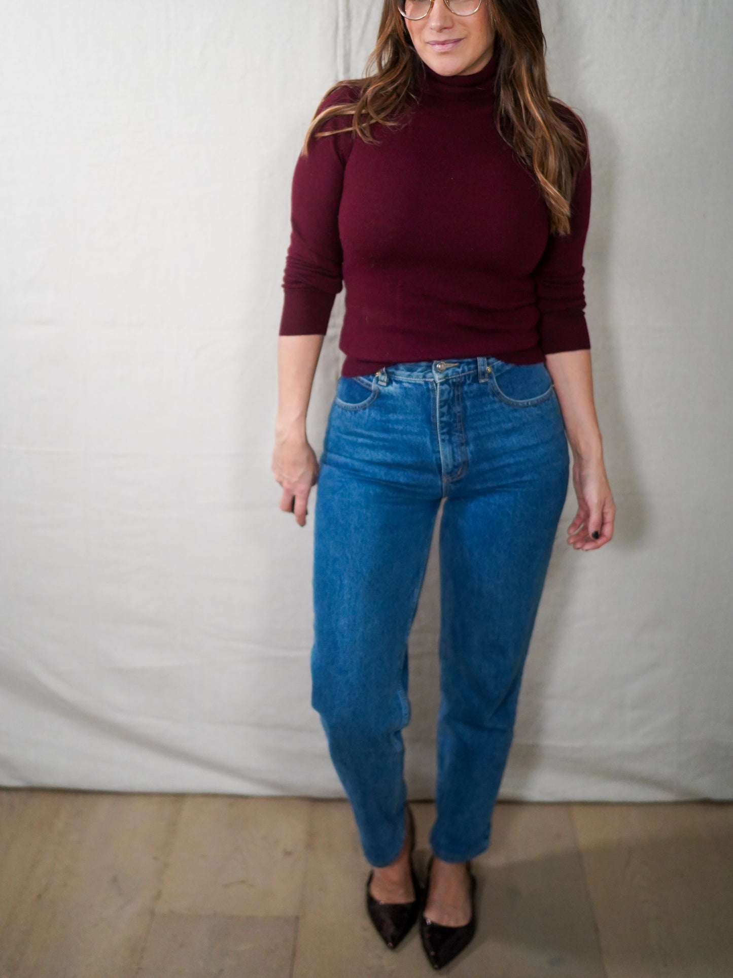 Vintage Brunella Gori Burgundy Merino Wool Turtleneck Sweater Top