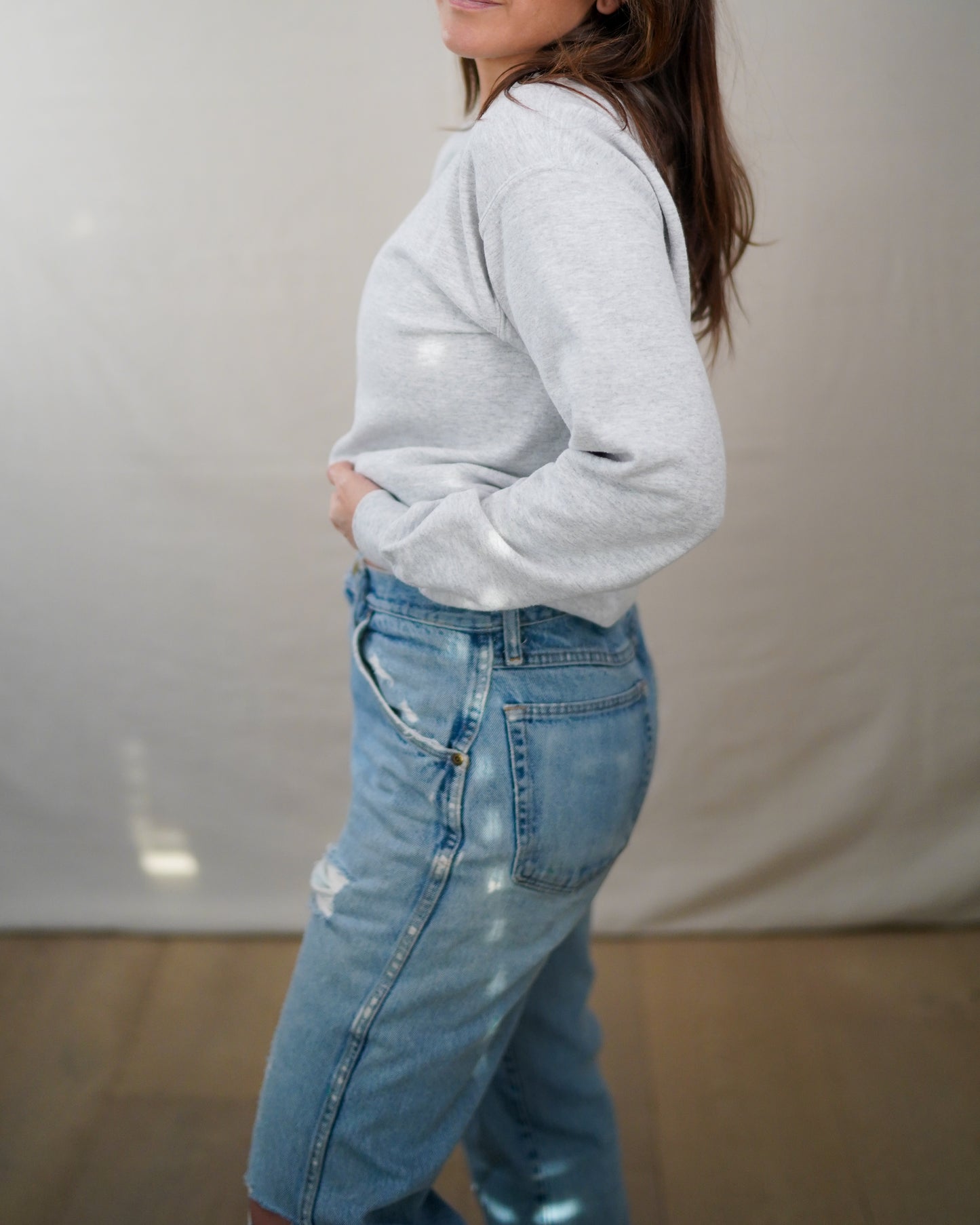 Vintage Heather Gray Crewneck Sweatshirt Classic Pullover Size M