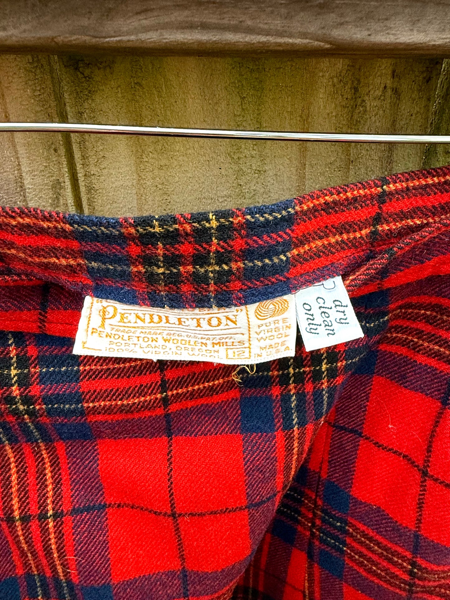 Reworked Pendleton Wool Mini Skirt Red Holiday — M