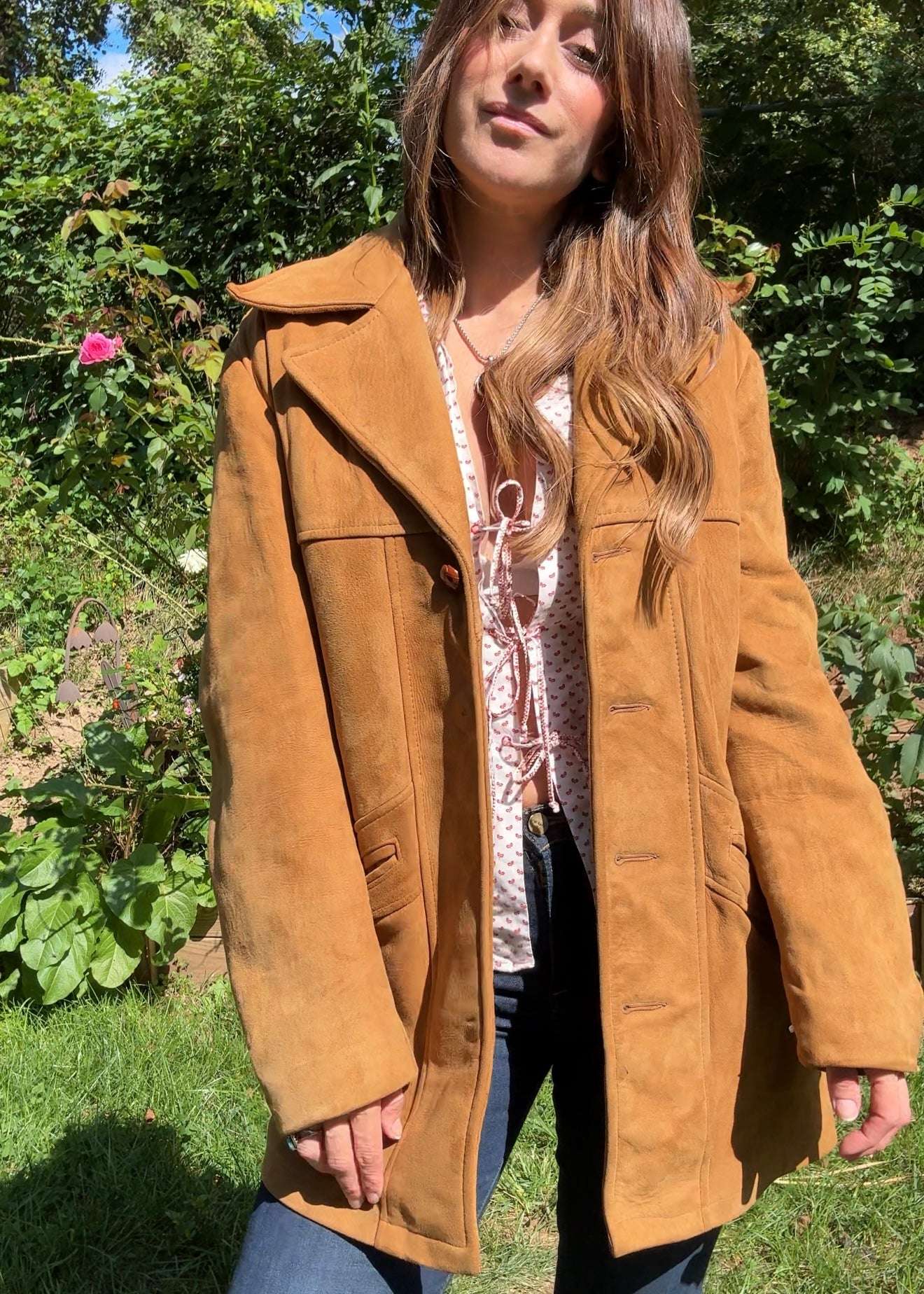 70s Camel Suede Jacket — Boho Western Festival / Vintage Menswear Coat