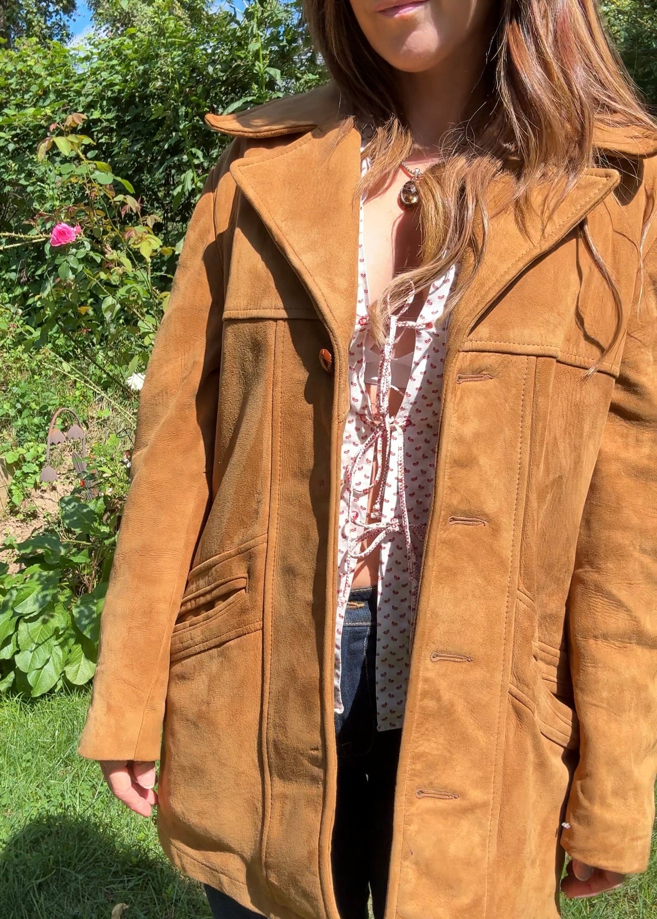 70s Camel Suede Jacket — Boho Western Festival / Vintage Menswear Coat