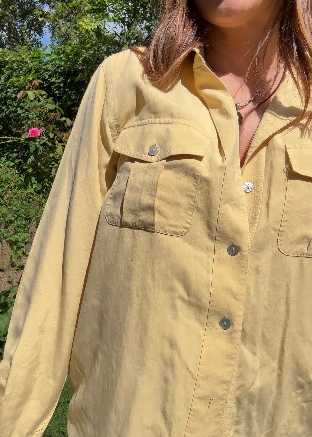 Silk Button-Down Shirt — Butter Yellow / Western Luxe Vintage