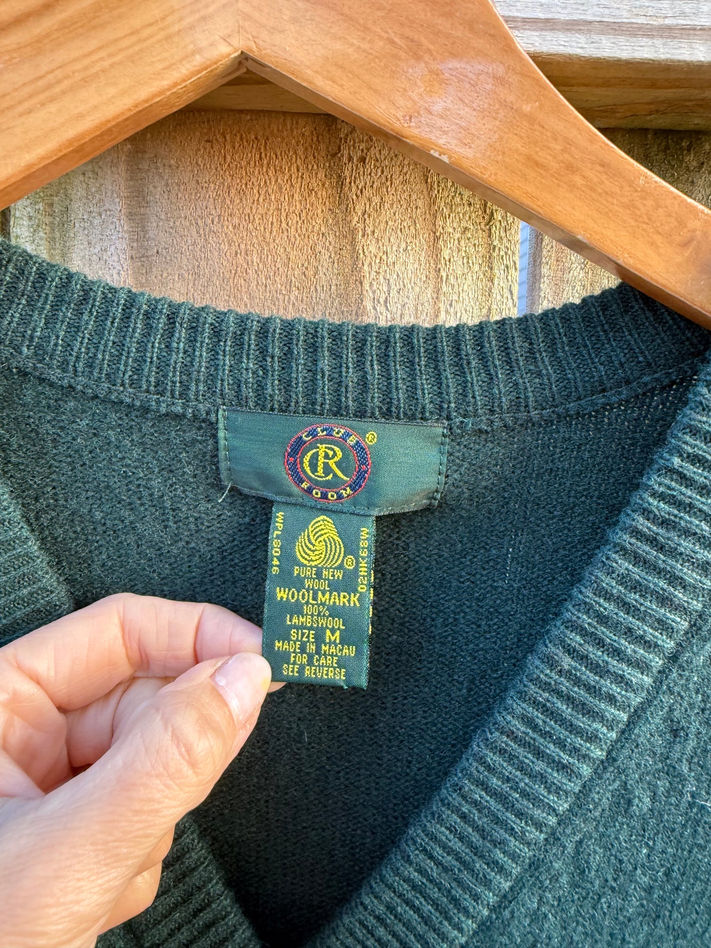 100% Lambswool Forest Green Sweater Vest (Vintage Club Room)