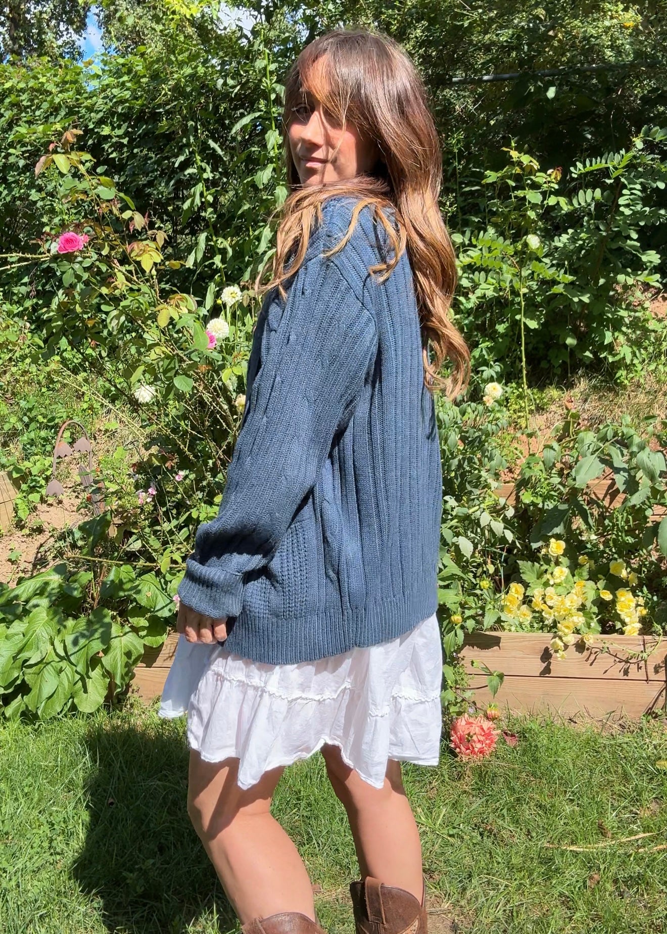 Navy Grandpa Cardigan — 90s / Slouchy Layering Knit