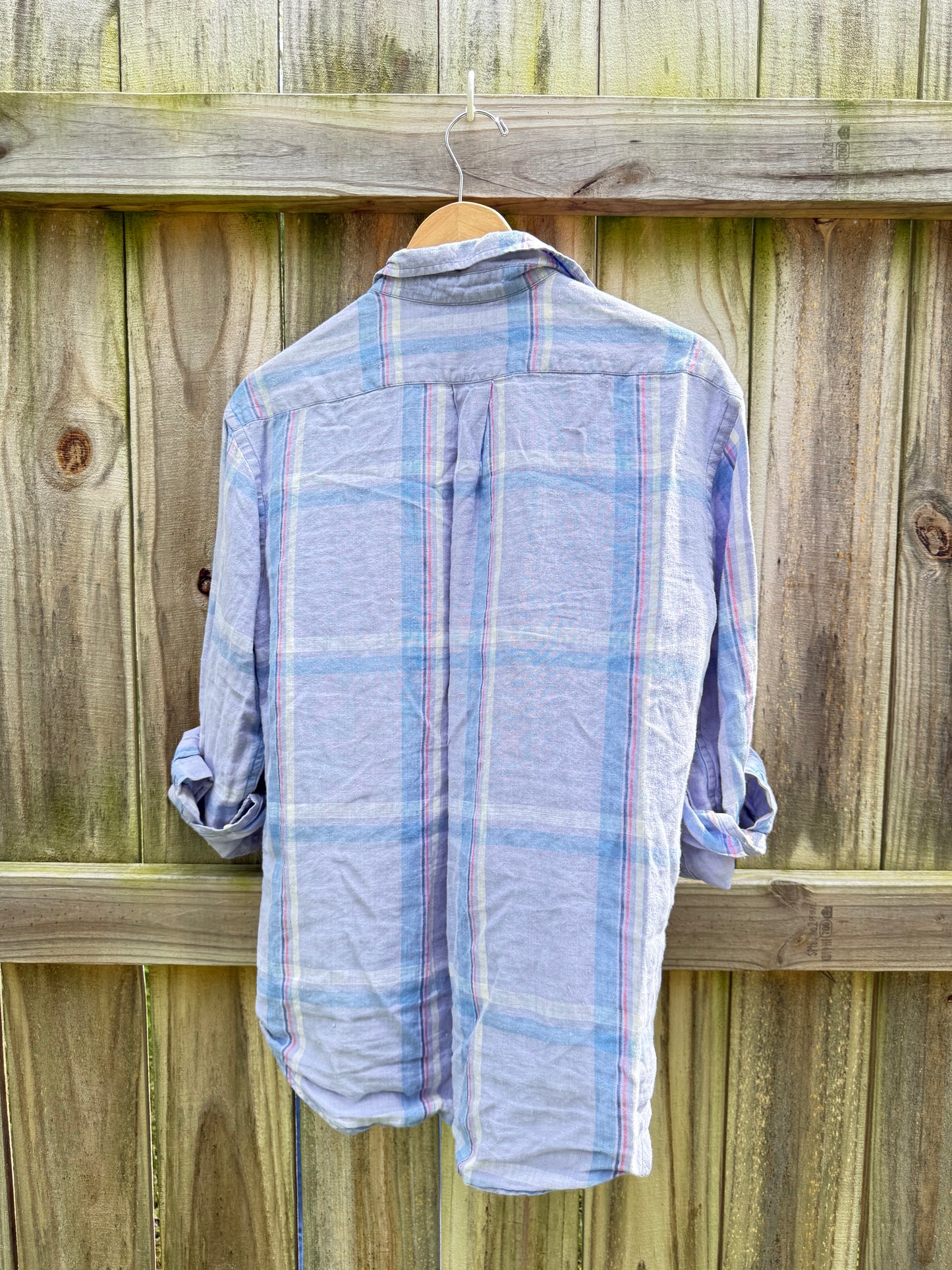 Lauren Ralph Lauren Blue Plaid Linen Shirt