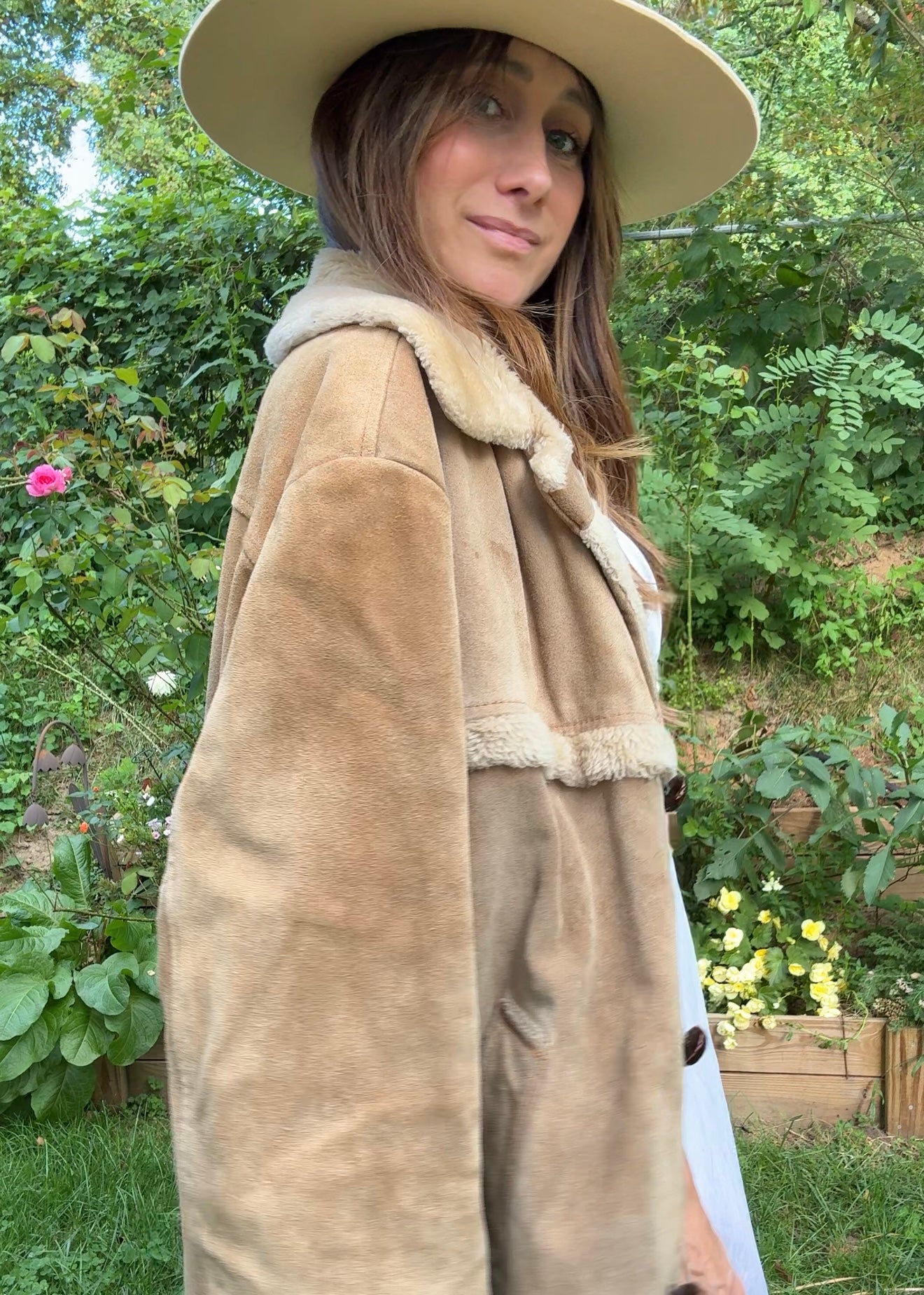 Vintage Shearling Pioneer Wear Coat — Suede & Sherpa (Made in Korea, Albuquerque Label)