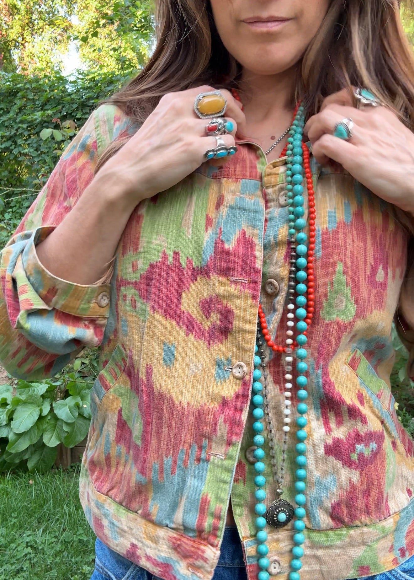 Vintage Ikat Print Cotton Jacket – 90s/00s Coldwater Creek