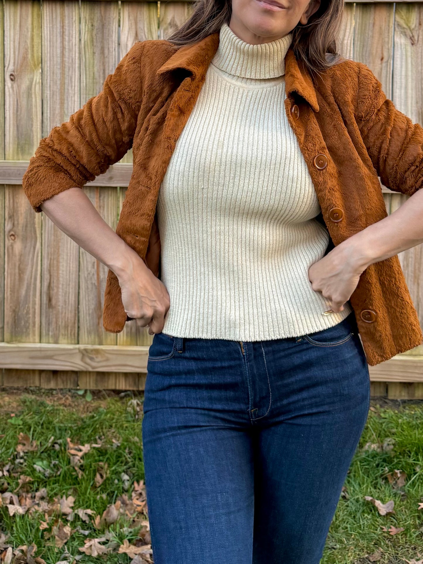 Rust Faux Fur Vintage Teddy Jacket Cognac