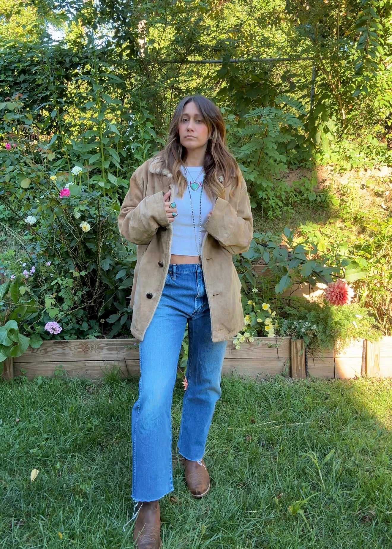 Vintage Shearling Pioneer Wear Coat — Suede & Sherpa (Made in Korea, Albuquerque Label)