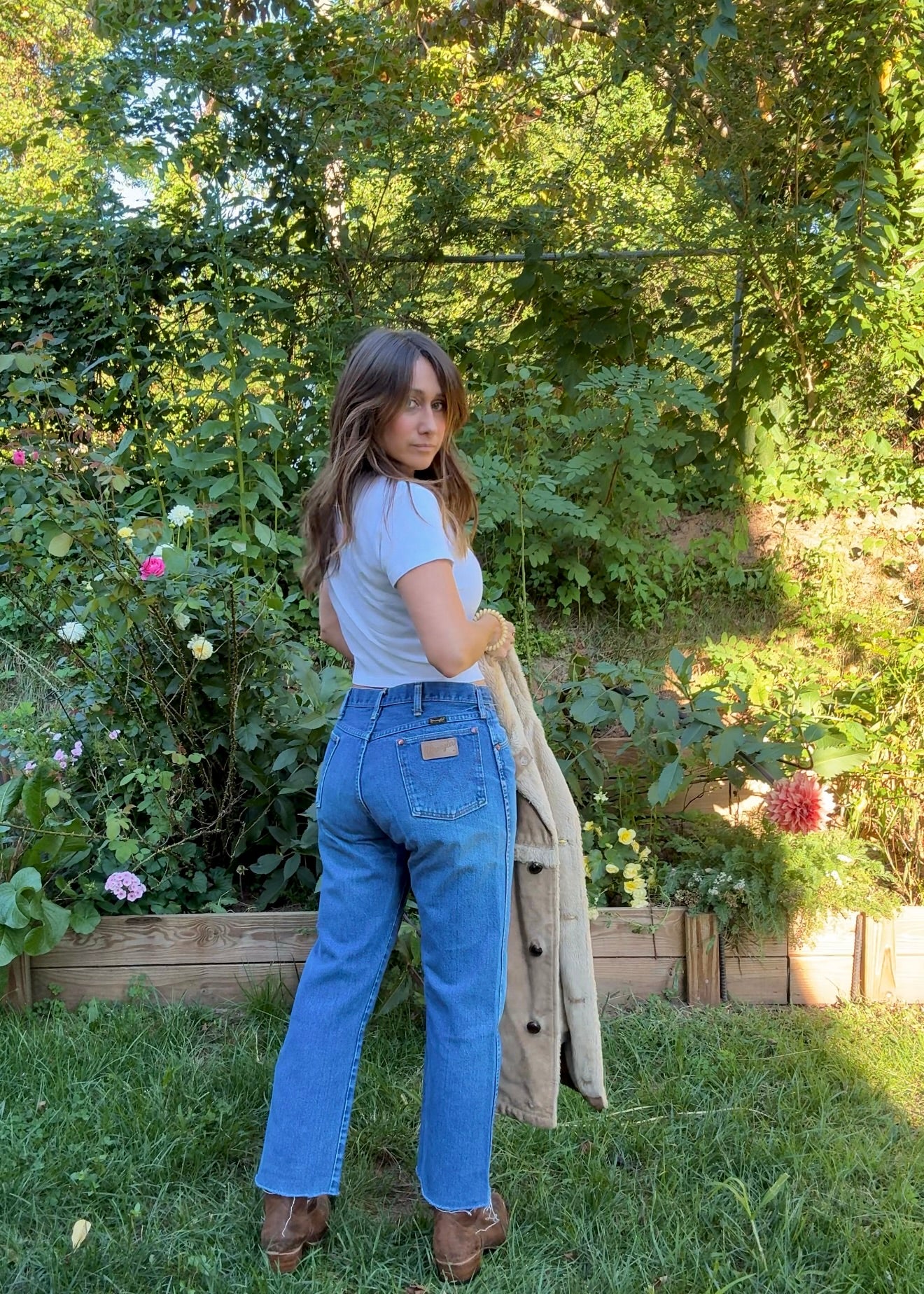 Vintage Wrangler Cropped Raw Edge Hem Straight Leg Jeans