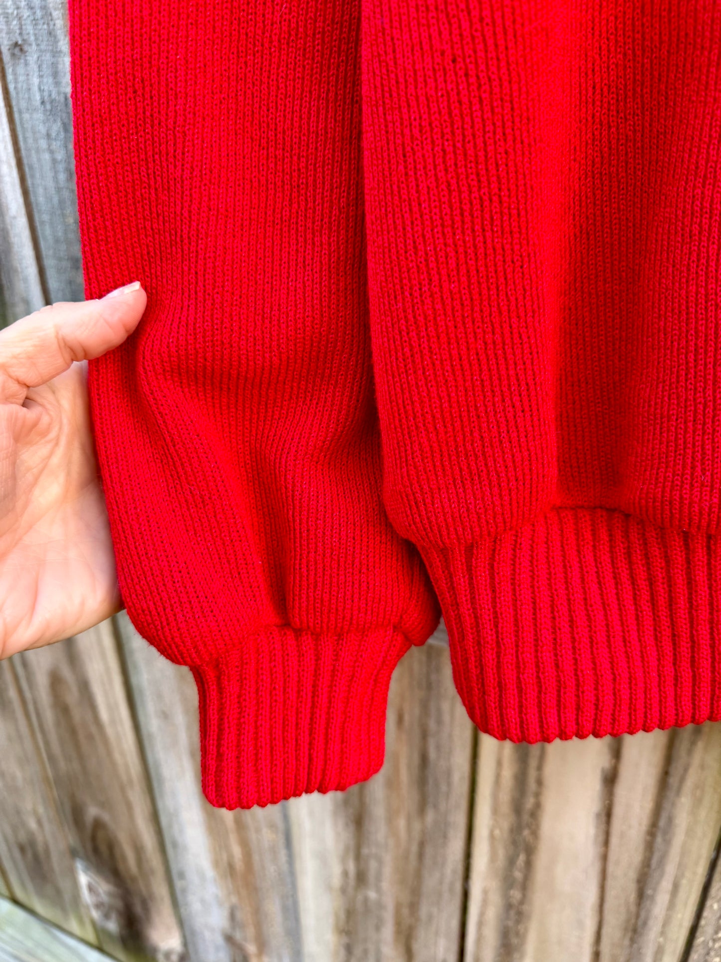 Reworked Vintage Red Cardigan with Lace Collar - Grandmillenial - Holiday