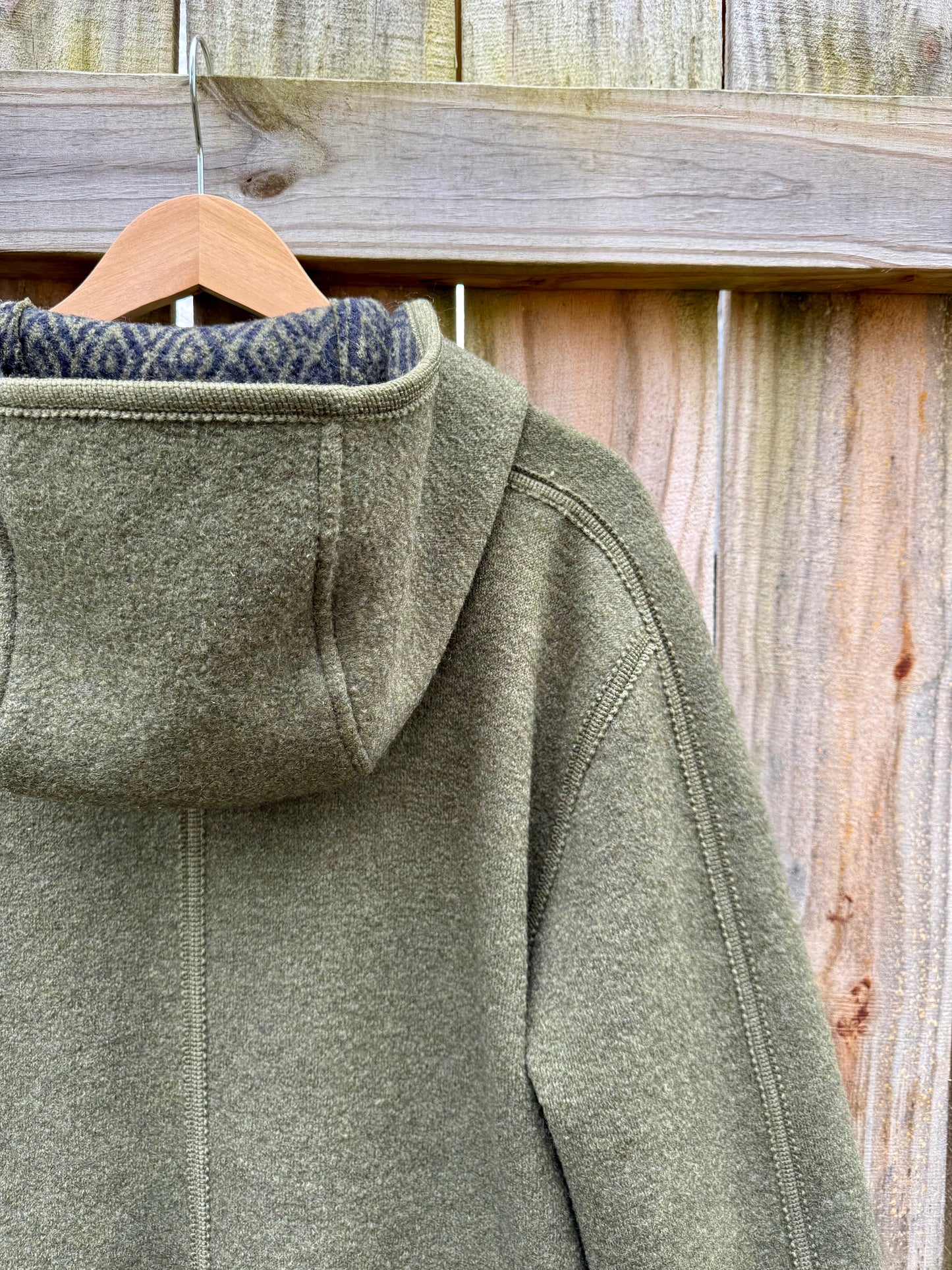 Olive Wool Hooded Coat — L.L. Bean Vintage