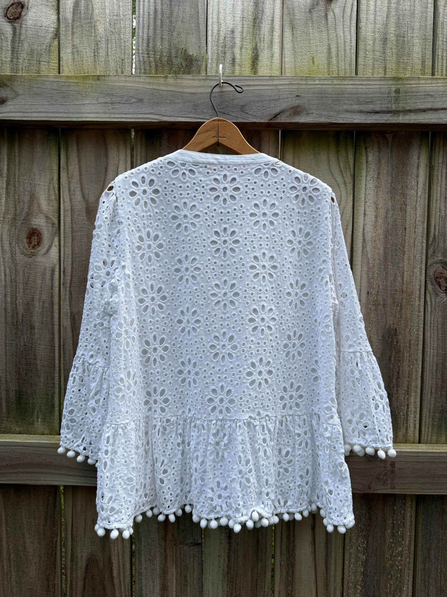 Lilly Pulitzer Eyelet Pom-Pom Tunic Top | L