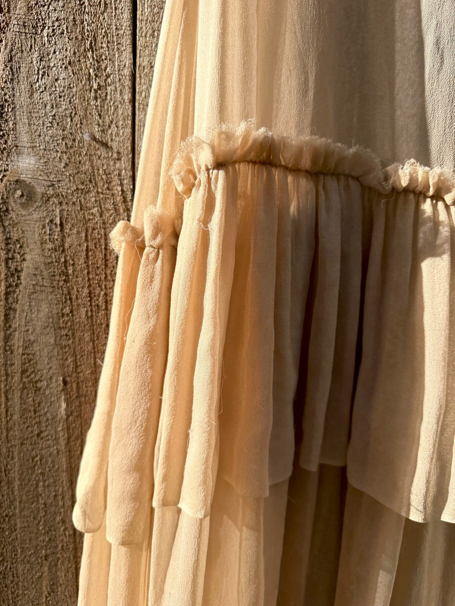 Louiza Babouryan Silk Chiffon Blush Maxi