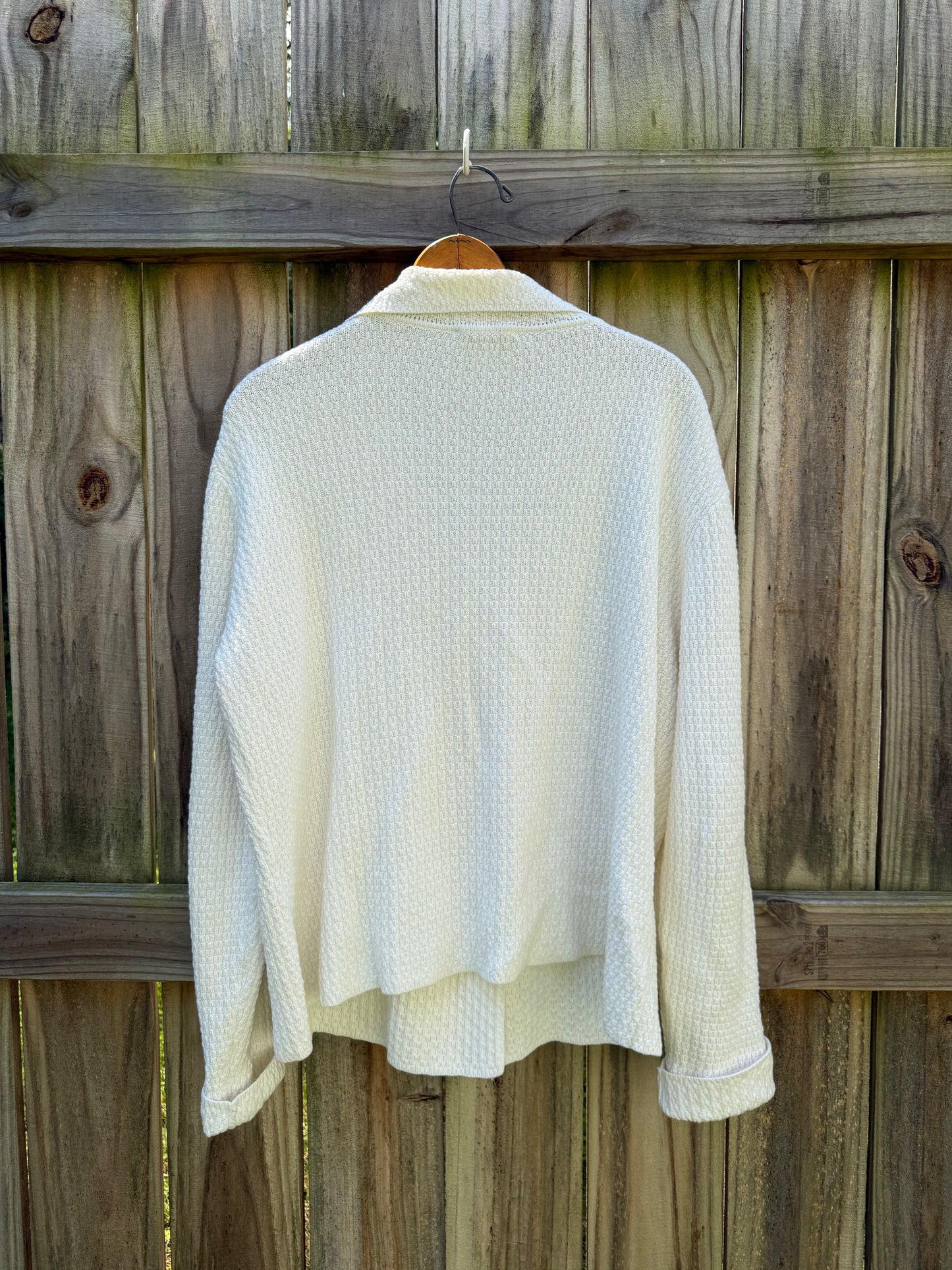 Talbots Ivory Textured Cotton Sweater Jacket