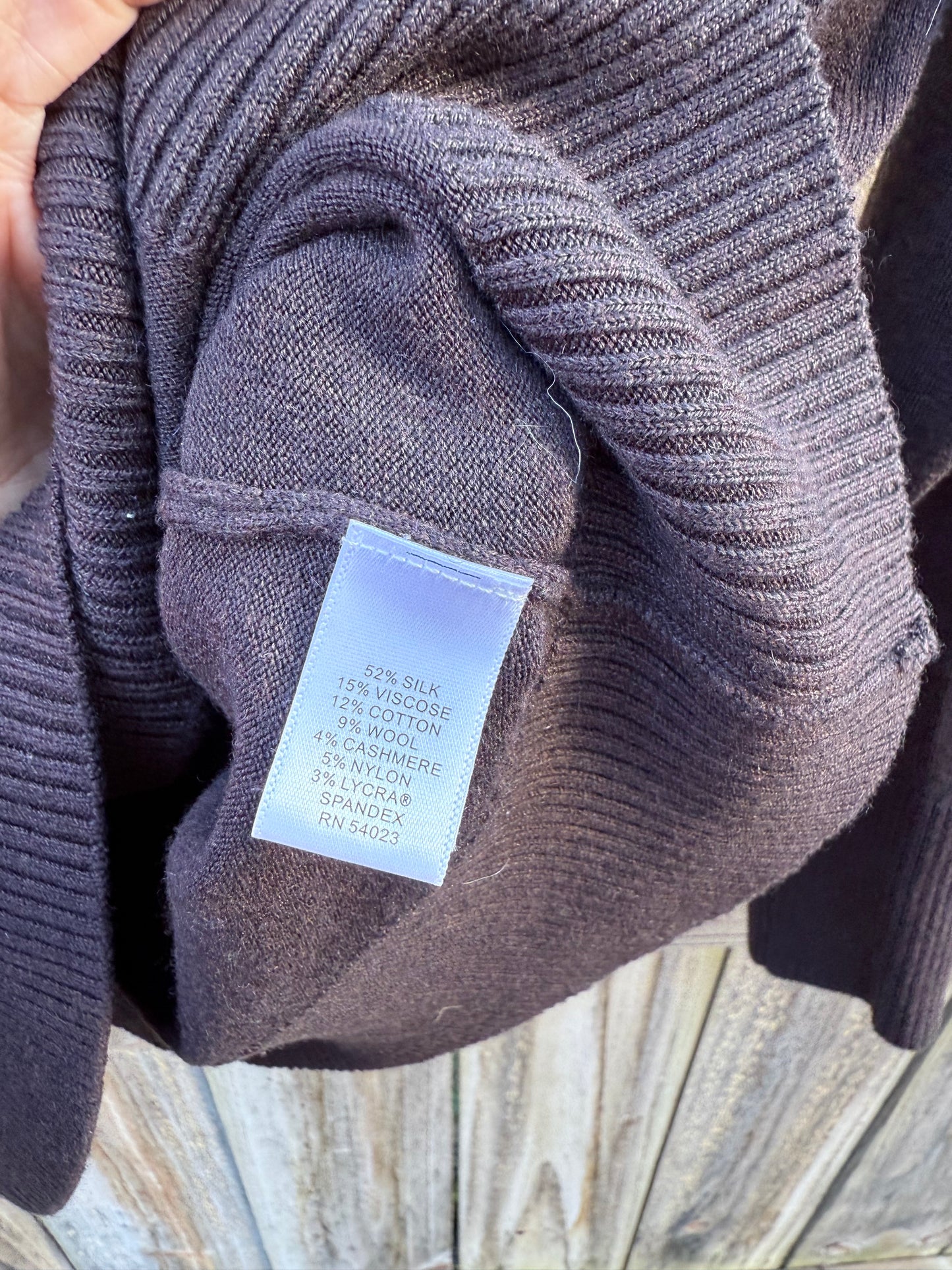 Espresso Brown Silk Cashmere Turtleneck Sweater