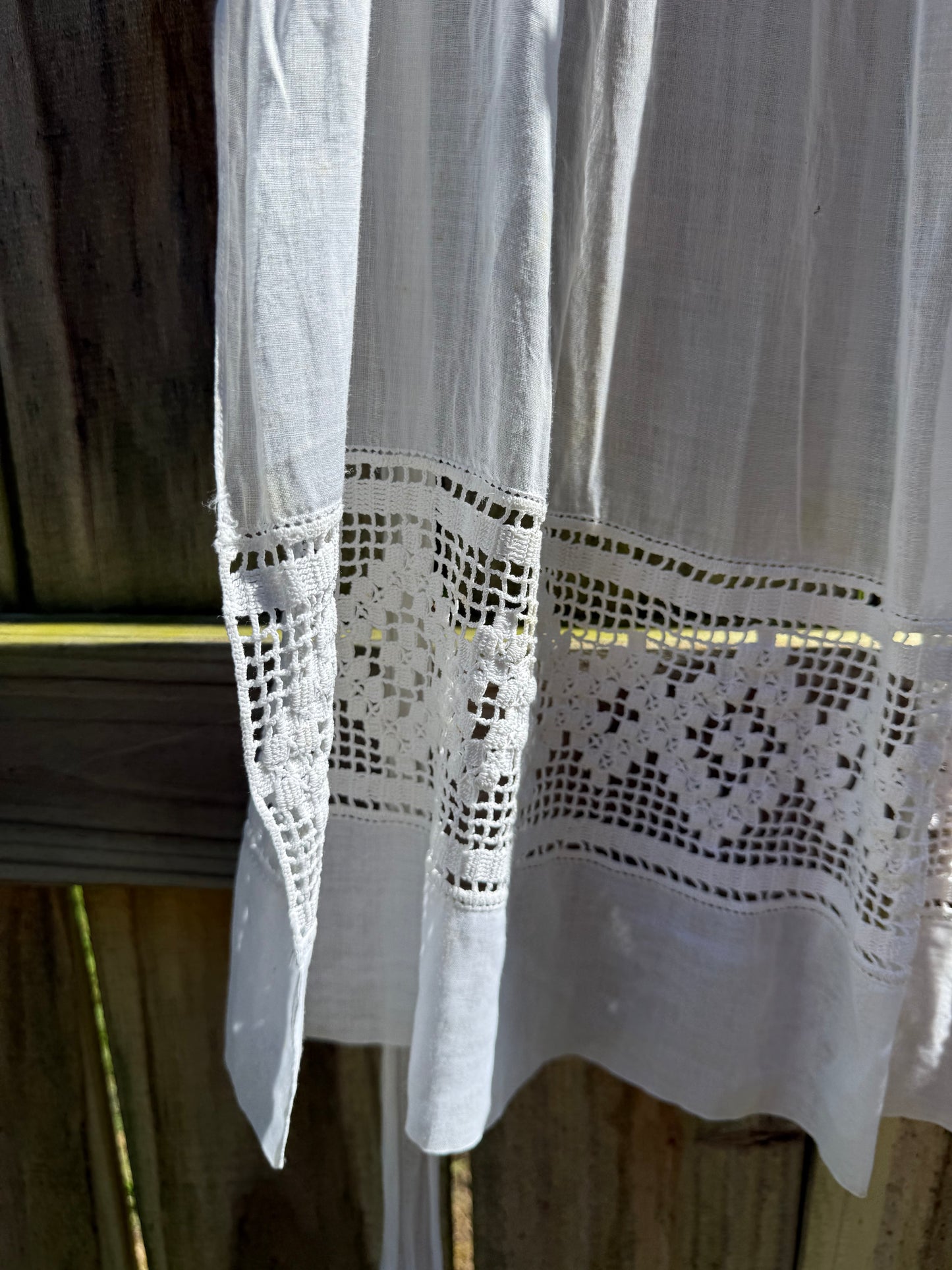 Vintage White Cotton Crochet Apron