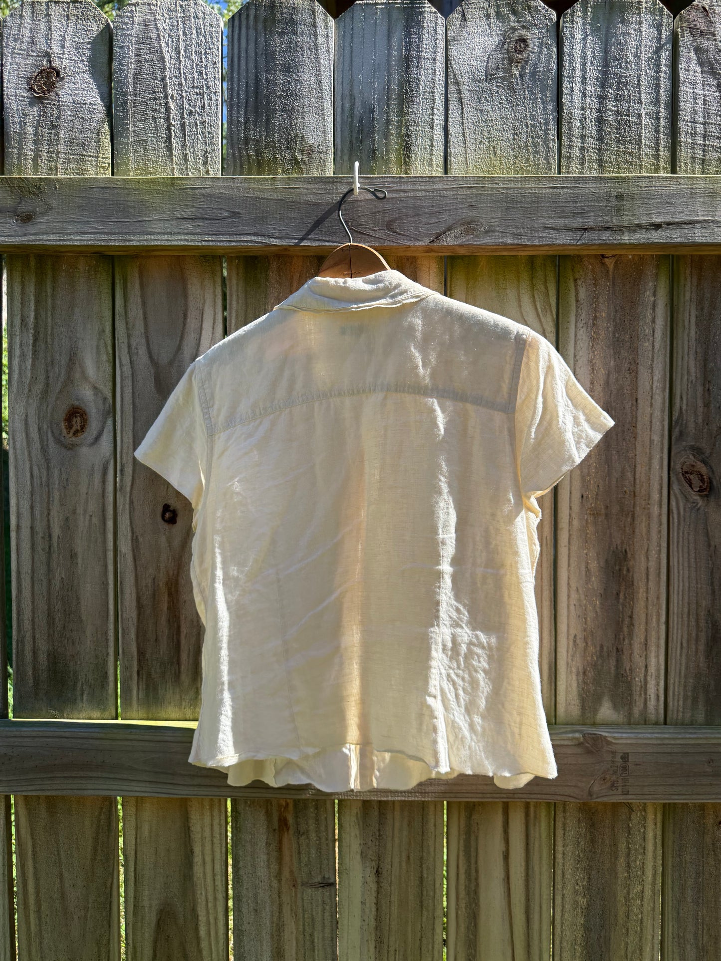 J. Jill Butter Yellow Linen Camp Shirt Vintage