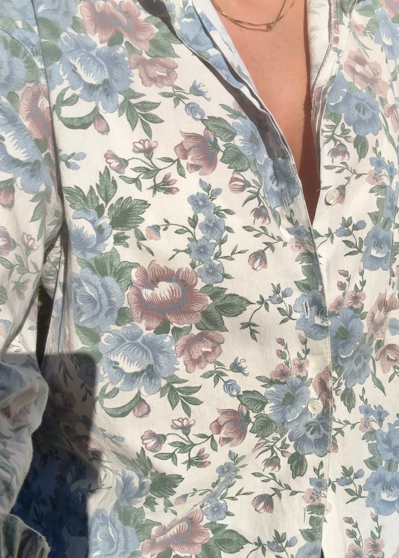 80s Kyoto Kasuals Oversized Floral Button-Down Shirt – Cotton, Made in Qatar