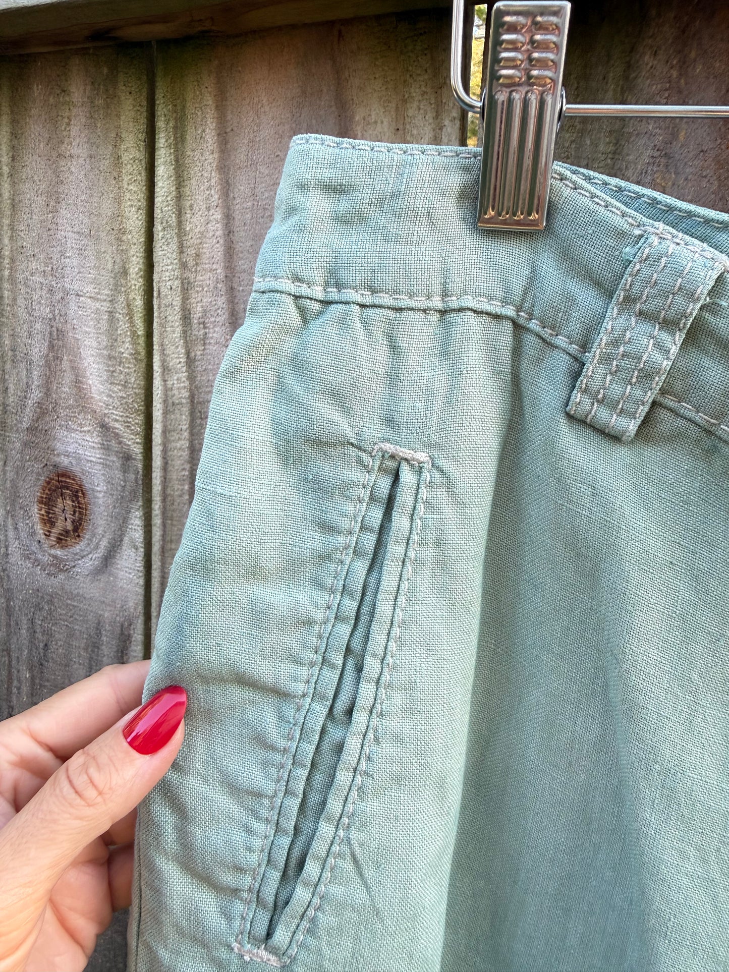 Hand-Dyed Sea Glass Ralph Lauren Linen Pants | Relaxed Wide-Leg Trousers