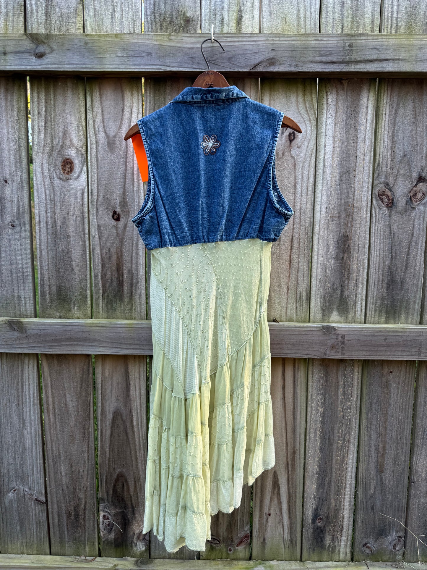 Y2K Denim Embroidered Patchwork Duster Dress