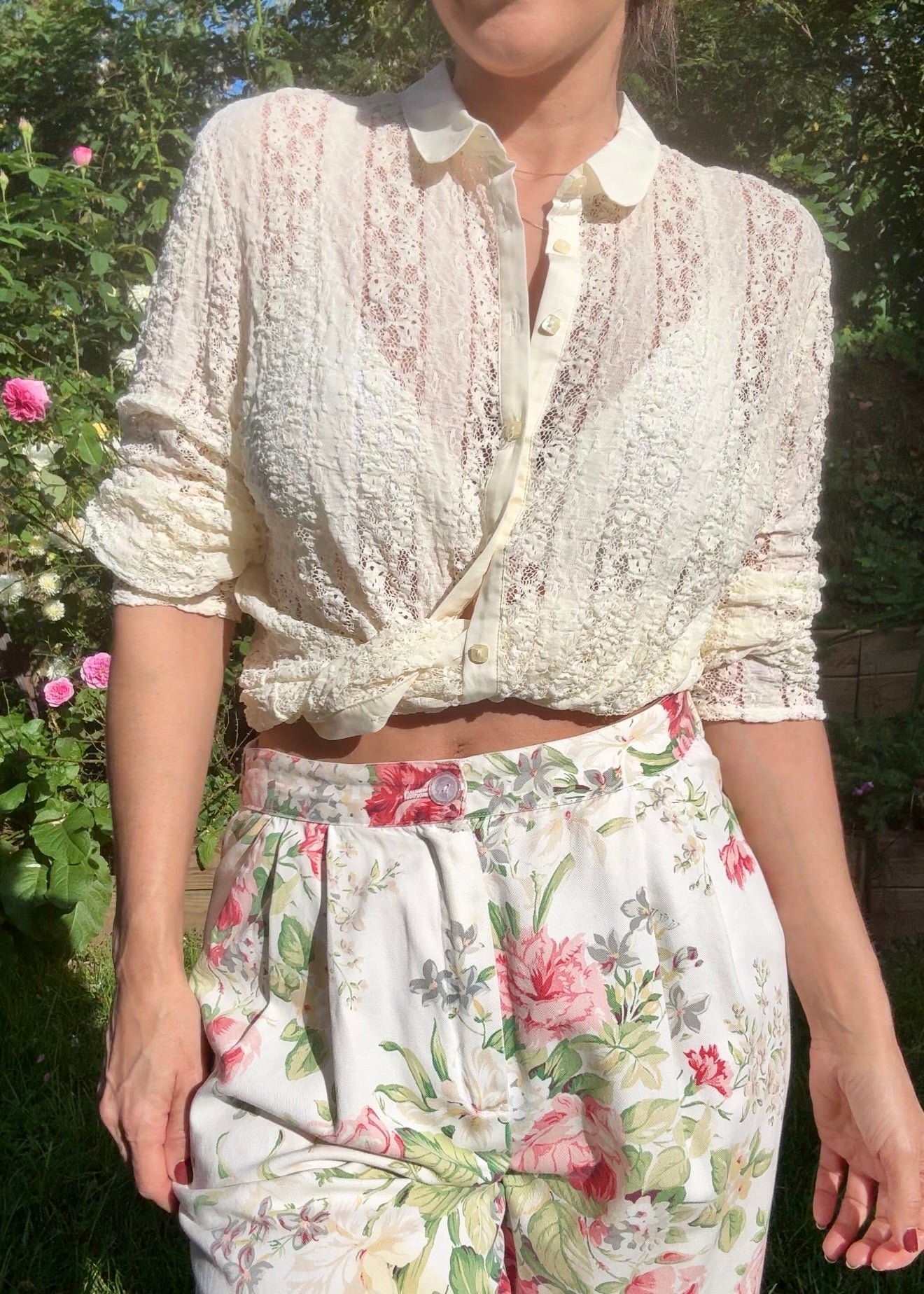 80s Camp Anderson California Floral Cotton Trousers