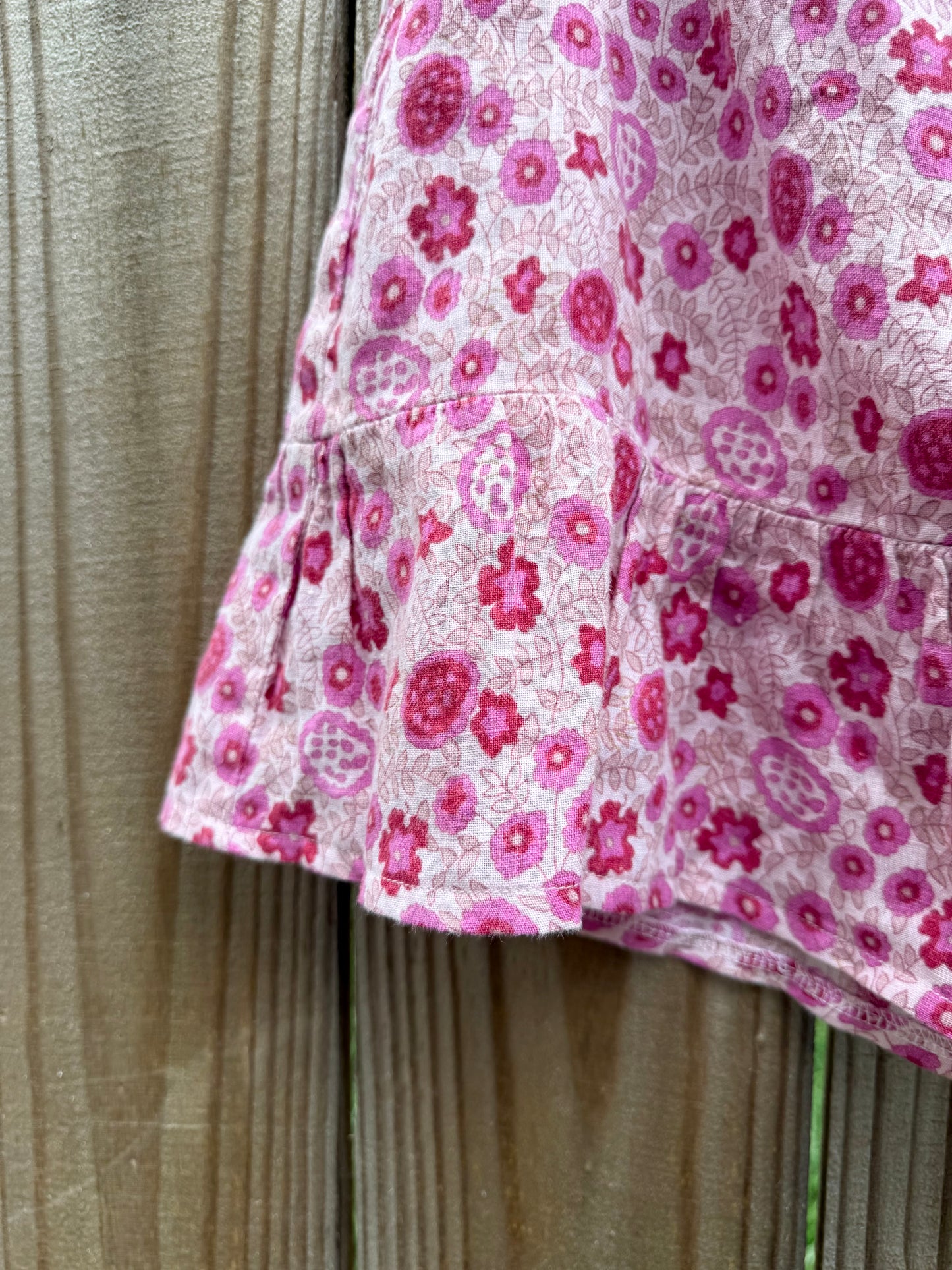 Reworked Pink Floral Cotton Mini Skirt – Made in India