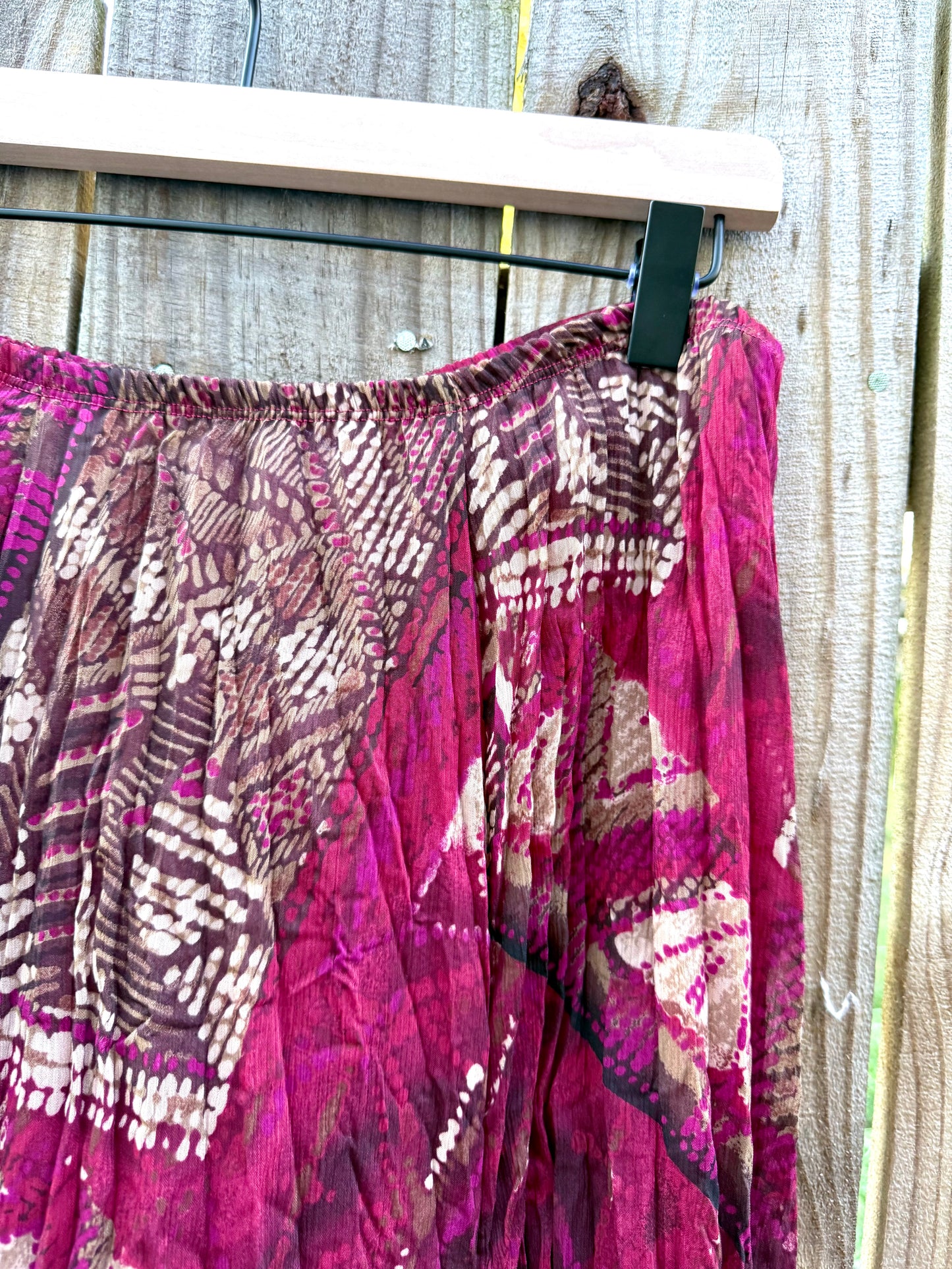 Bohemian Sunset Pleated Maxi Skirt Red