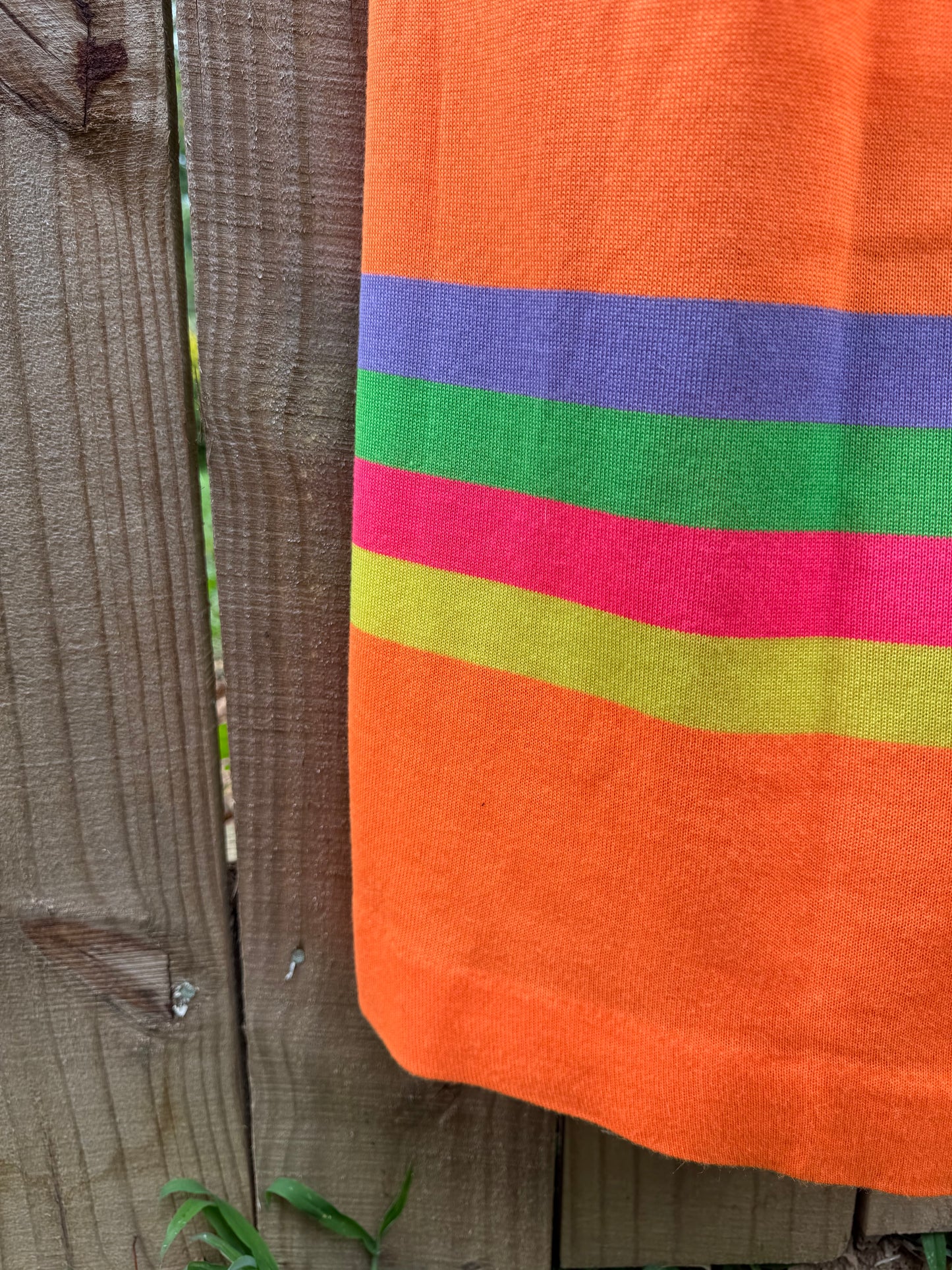 Vintage Banff Neon Stripe Knit Maxi Dress (1970s/80s)