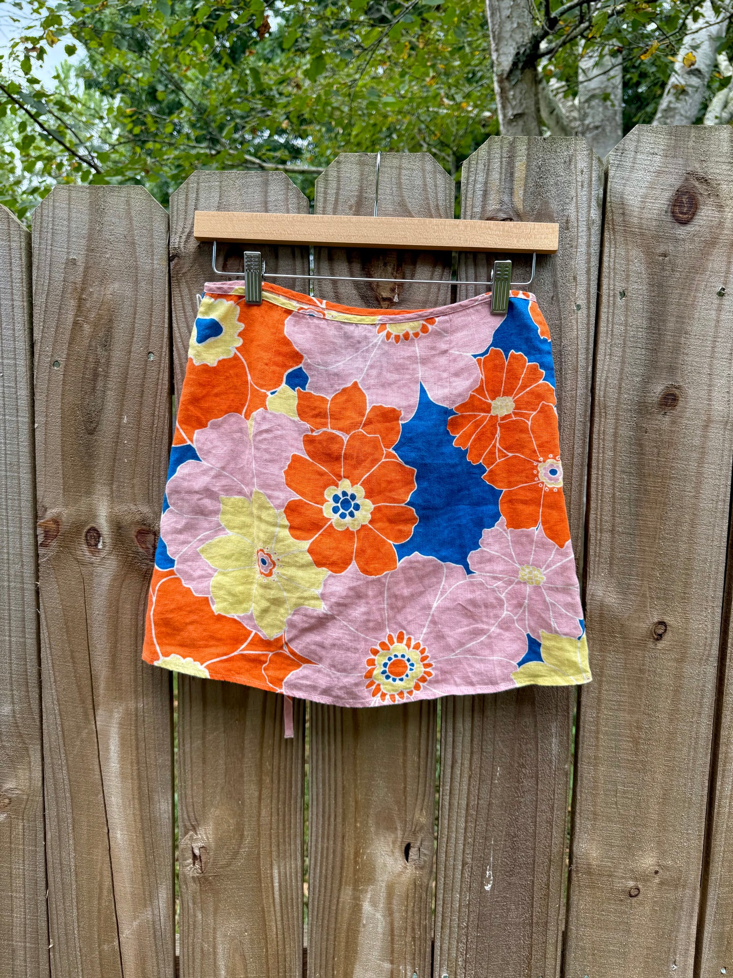 Rails Floral Linen Wrap Skirt