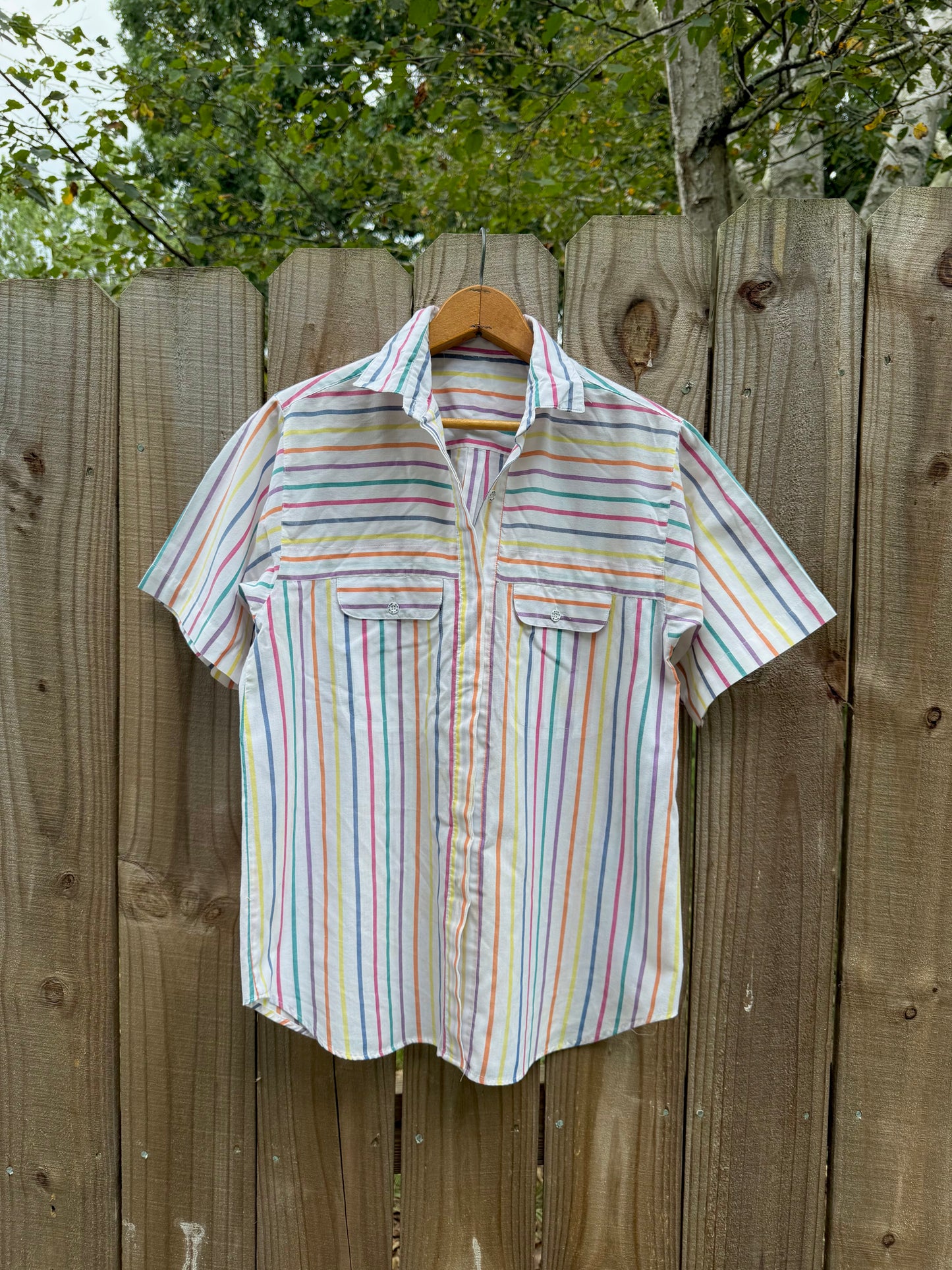 90’s Rainbow Stripe Button Down (Vintage Cotton)
