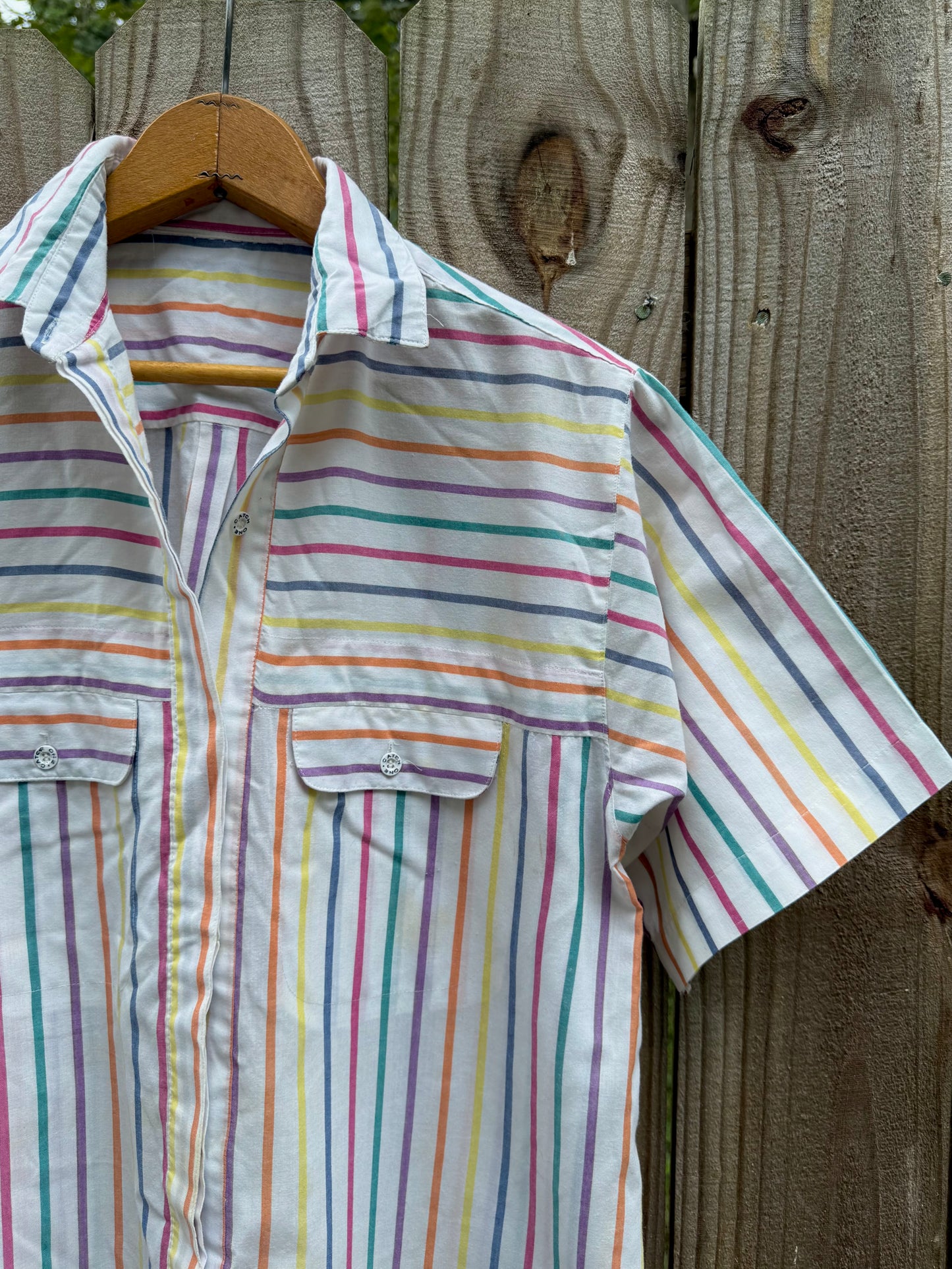 90’s Rainbow Stripe Button Down (Vintage Cotton)