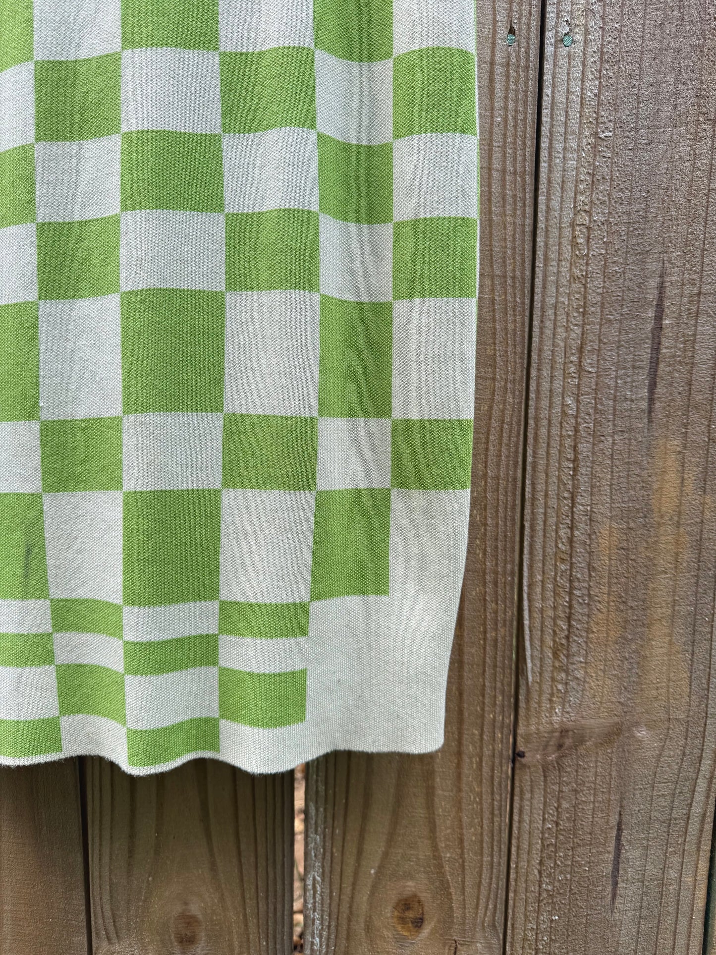 Green Checkerboard Knit Dress