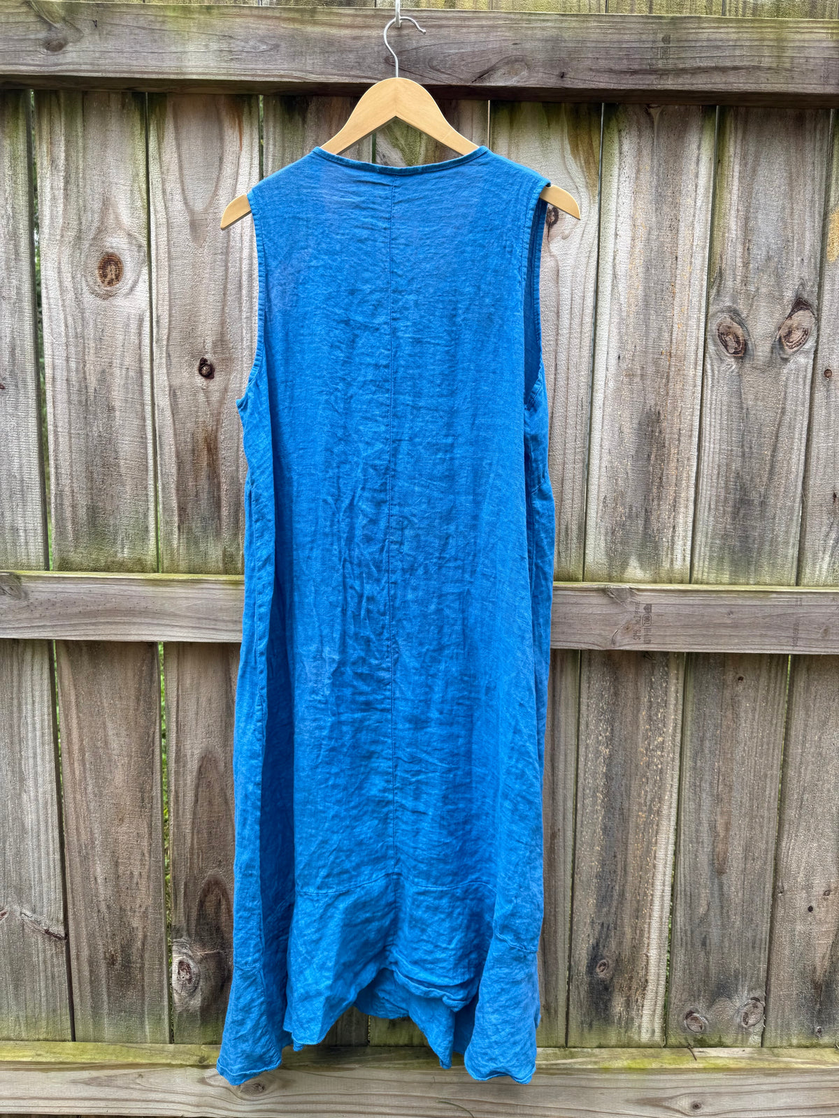 Italian Linen Shift Dress in Mediterranean Blue