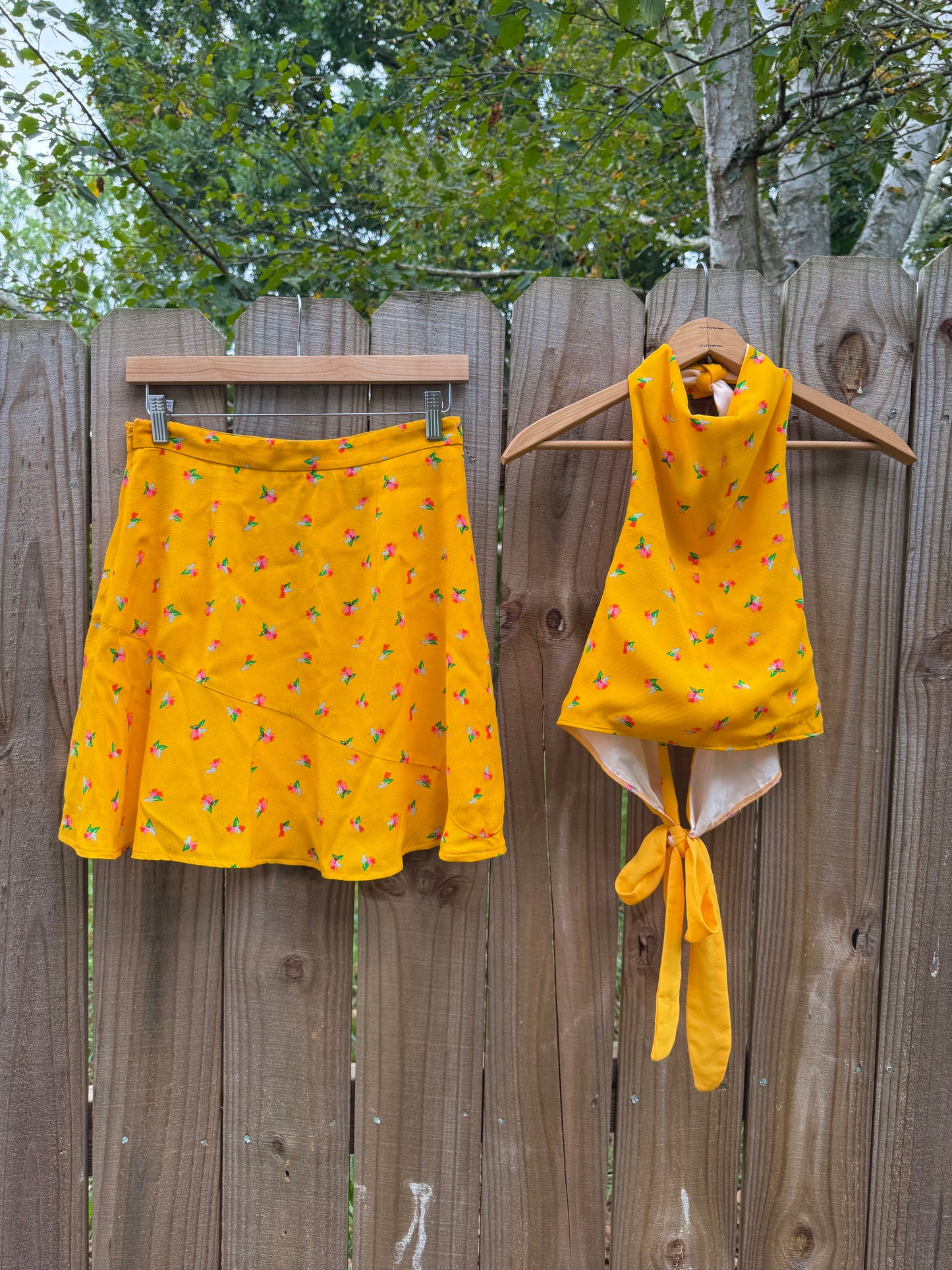 Bright Yellow Floral Two-Piece Set – Original Design