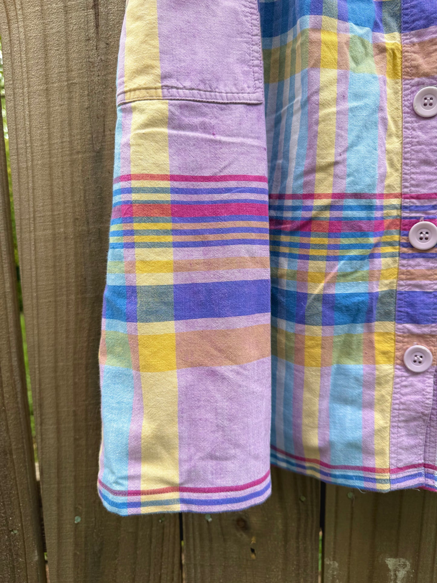 Vintage Pastel Plaid Cotton Skirt w/ Pockets