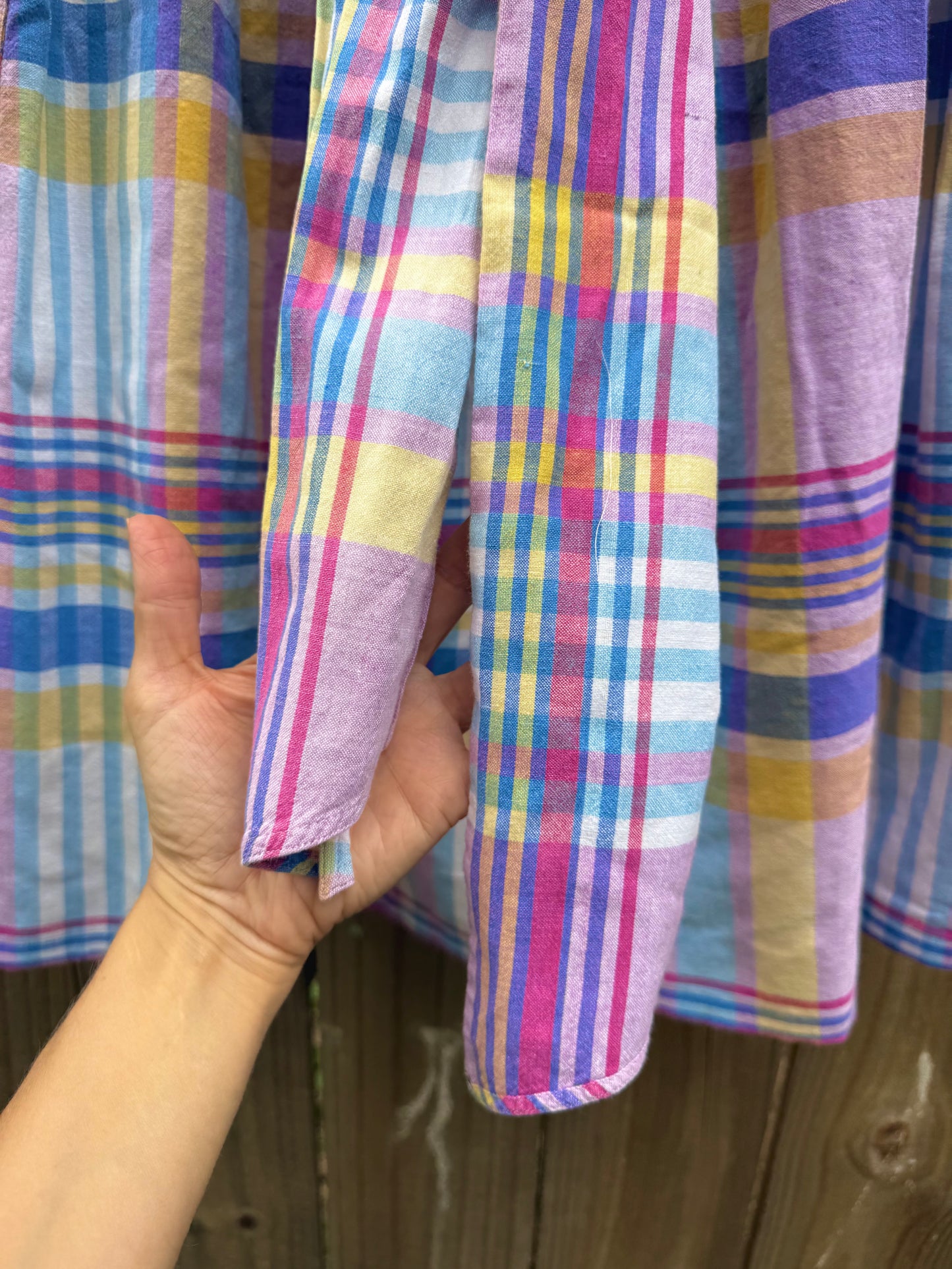 Vintage Pastel Plaid Cotton Skirt w/ Pockets