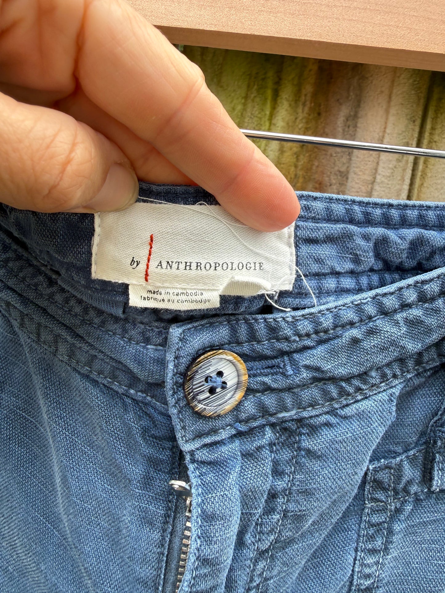 Anthropologie Linen Relaxed Barrel Utility Pants