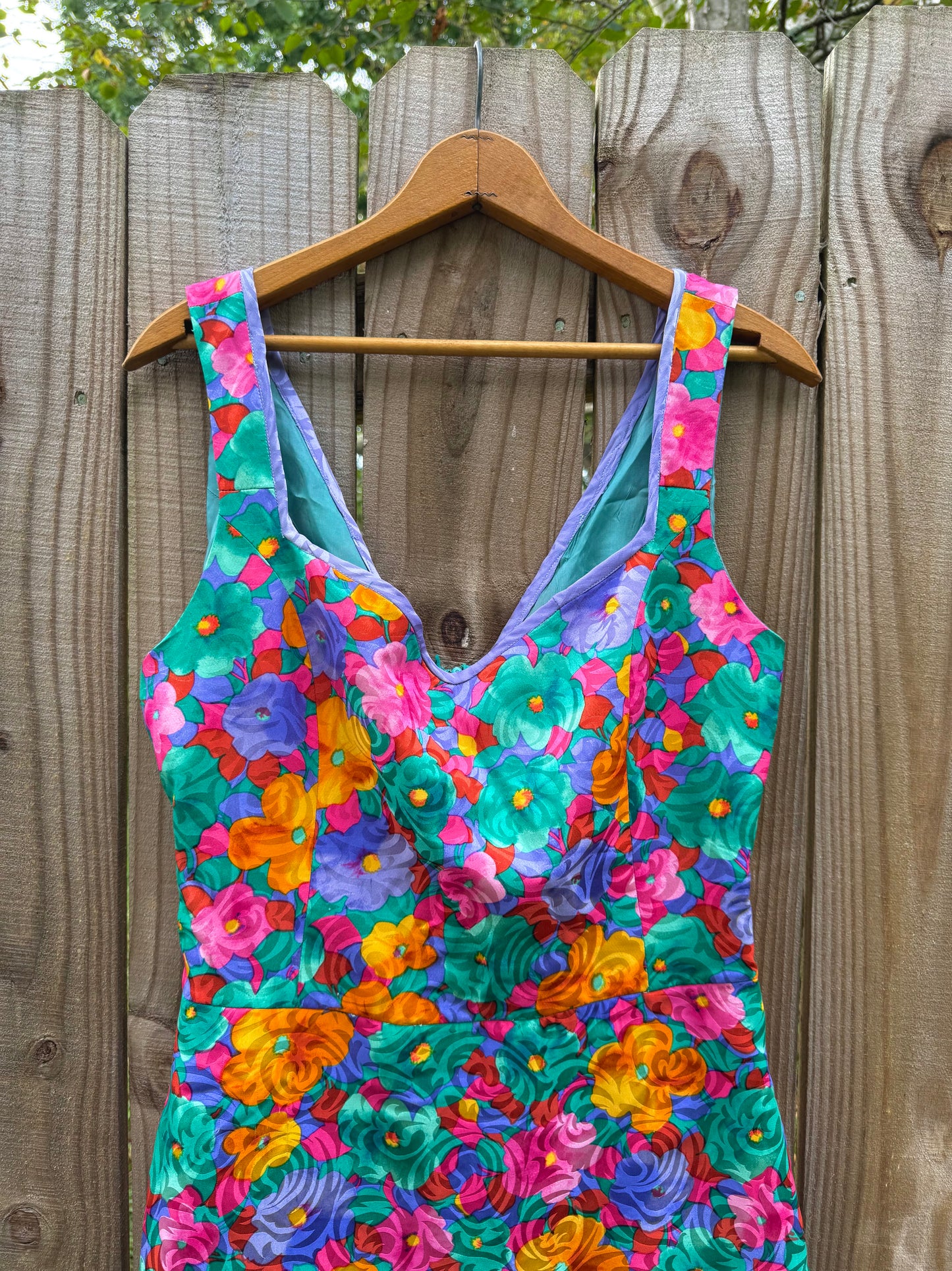 Original Vintage Silk Floral Mini Dress