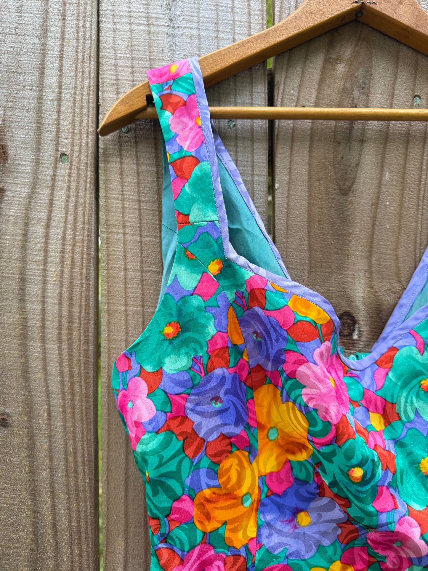 Original Vintage Silk Floral Mini Dress