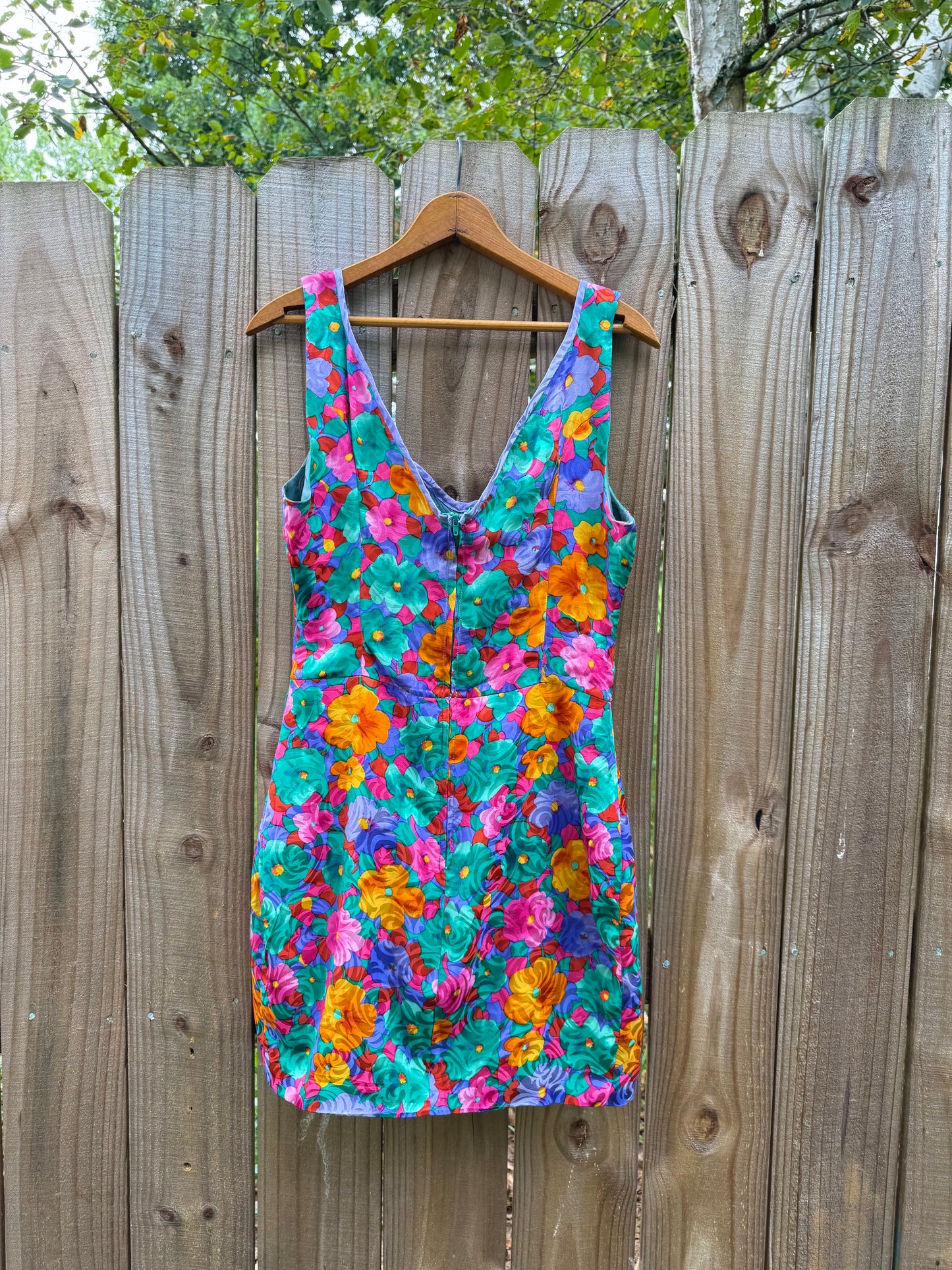 Original Vintage Silk Floral Mini Dress