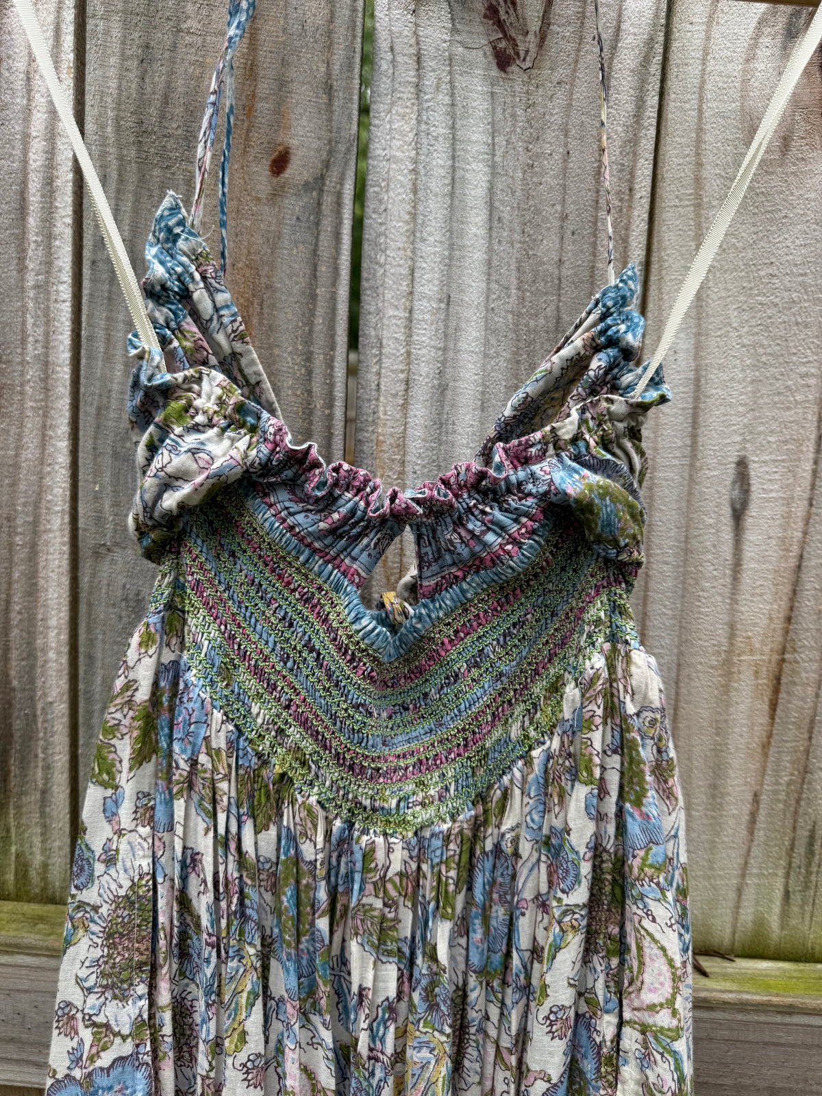 Free People Smocked Block Print Maxi Dress | Artisan Boho