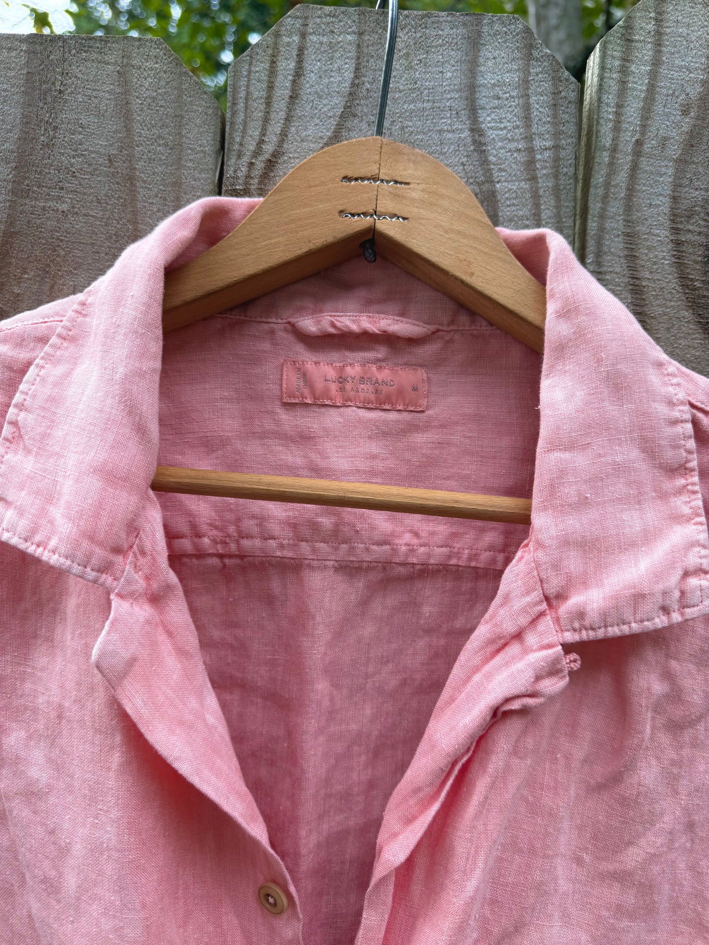 Linen Tie-Front Shirt in Summer Coral — Sunday Honey