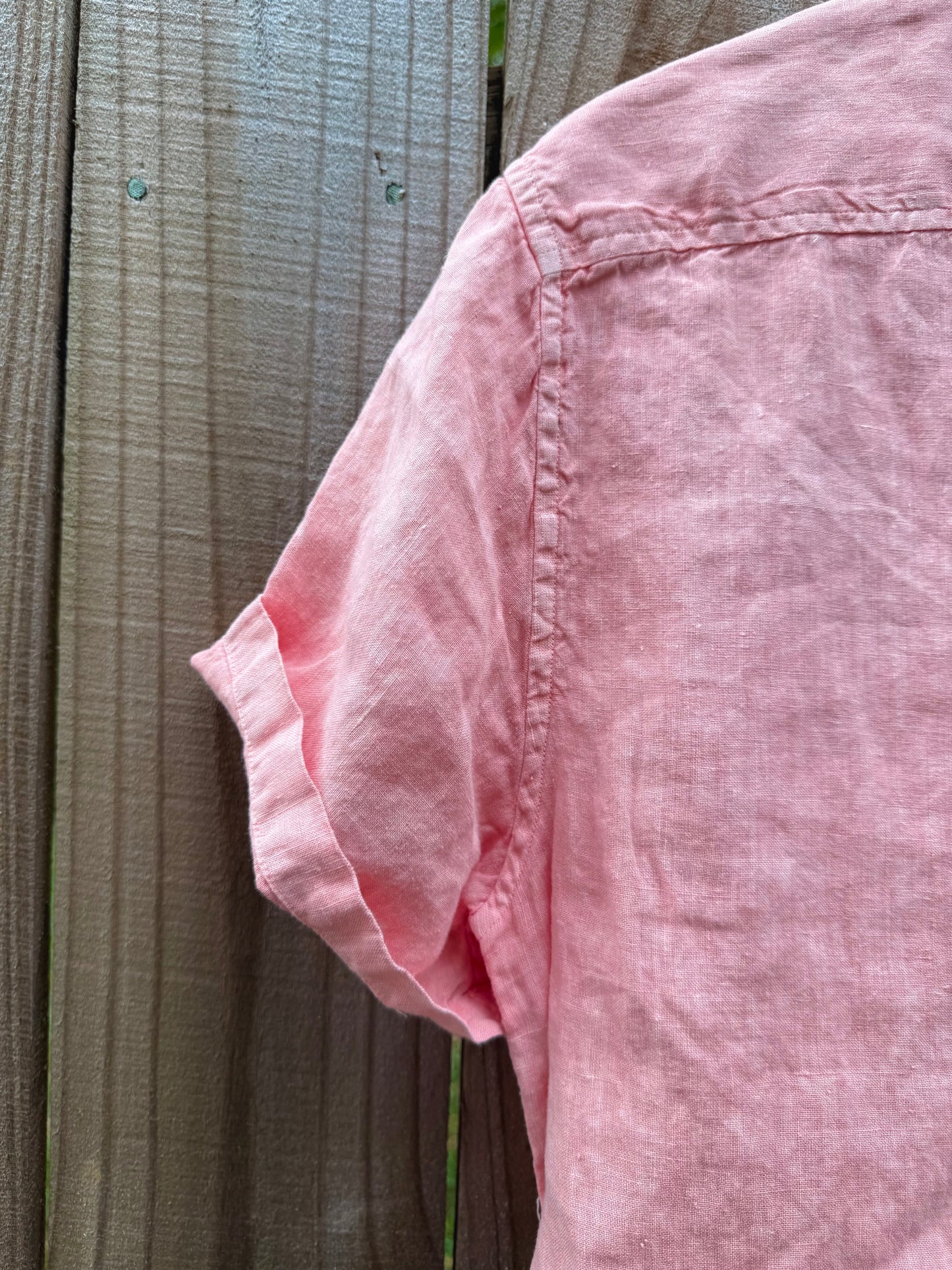 Linen Tie-Front Shirt in Summer Coral — Sunday Honey