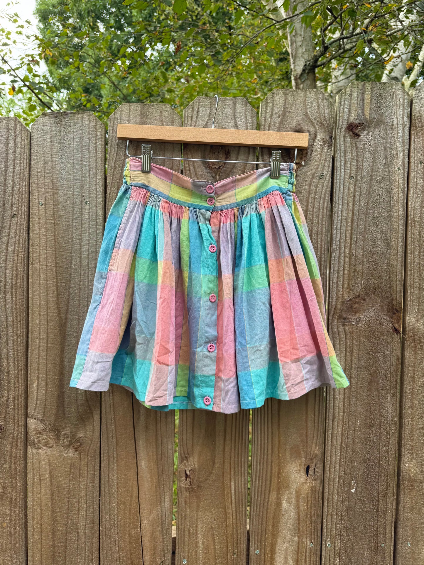 Vintage Tutti Frutti Rainbow Check Cotton Mini Skirt — Sunday Honey